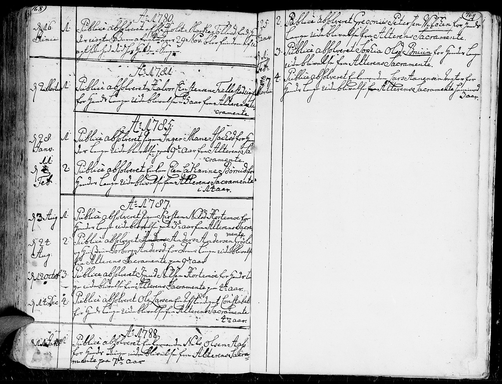 Kristiansand domprosti, AV/SAK-1112-0006/F/Fa/L0001: Parish register (official) no. A 1, 1734-1793, p. 768-769