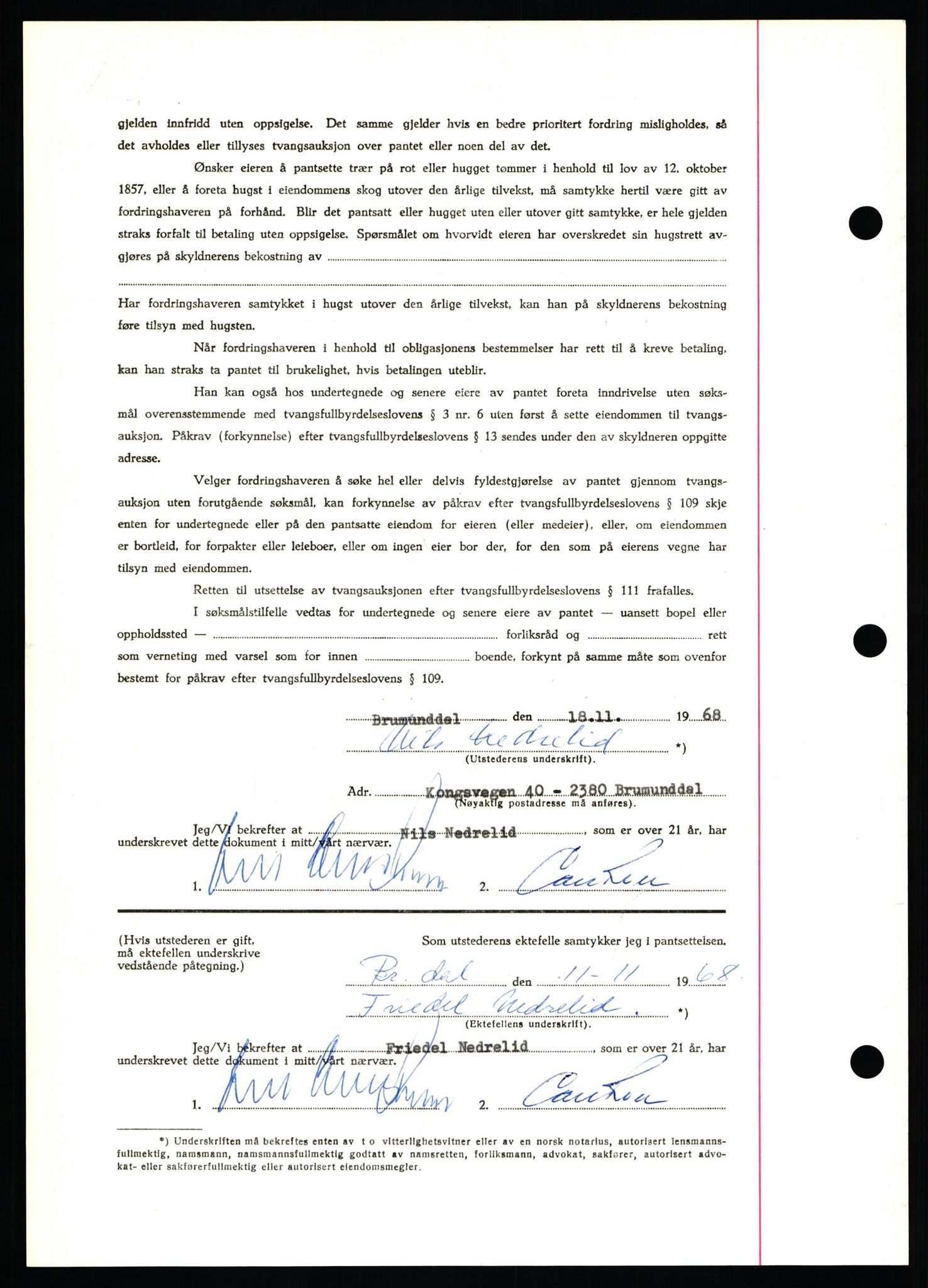 Nord-Hedmark sorenskriveri, AV/SAH-TING-012/H/Hb/Hbf/L0077: Mortgage book no. B77, 1968-1969, Diary no: : 6162/1968