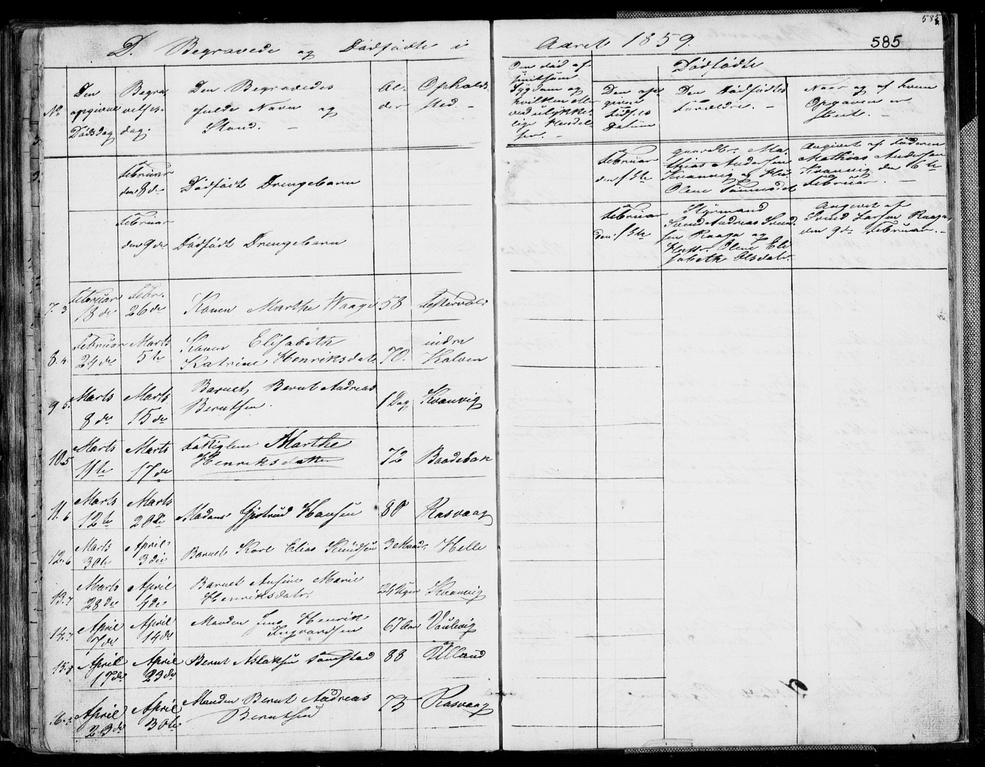 Flekkefjord sokneprestkontor, SAK/1111-0012/F/Fb/Fbb/L0002: Parish register (copy) no. B 2b, 1831-1866, p. 585