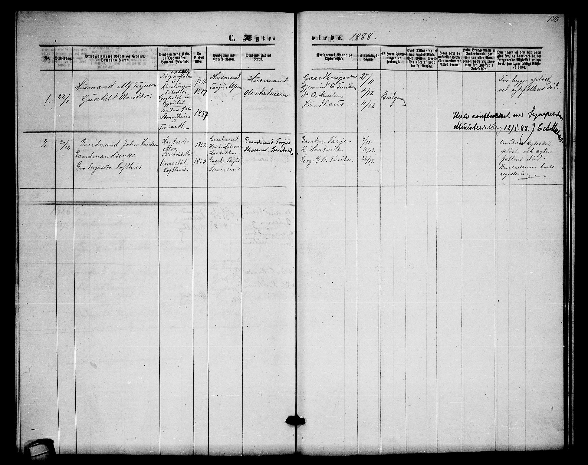 Lårdal kirkebøker, AV/SAKO-A-284/G/Gb/L0002: Parish register (copy) no. II 2, 1865-1888, p. 176