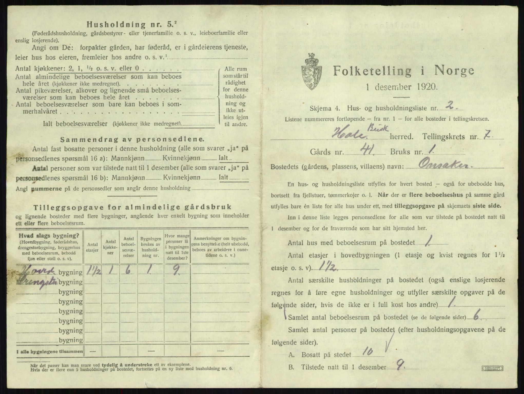 SAKO, 1920 census for Hole, 1920, p. 775