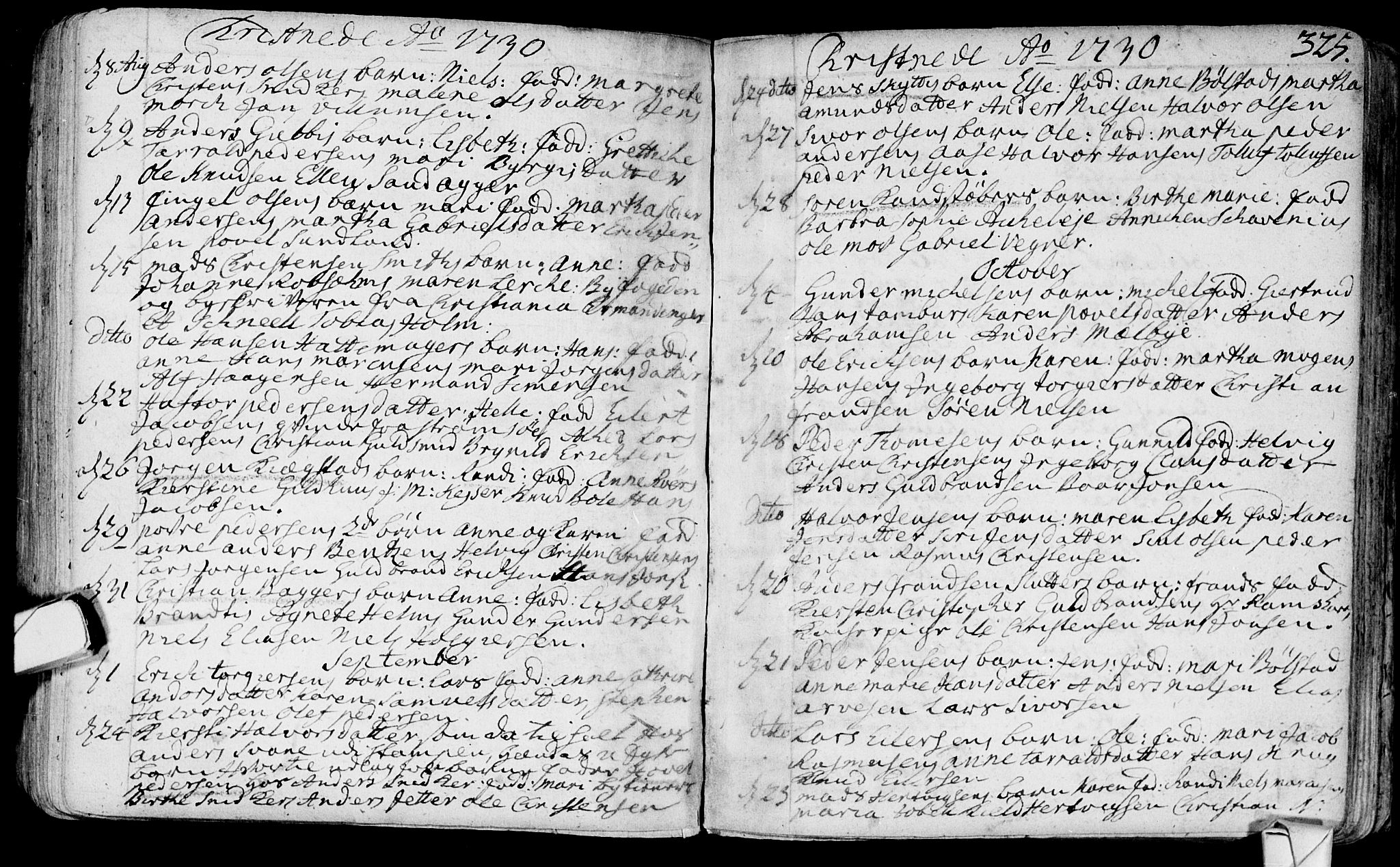 Bragernes kirkebøker, SAKO/A-6/F/Fa/L0003: Parish register (official) no. I 3, 1706-1734, p. 325