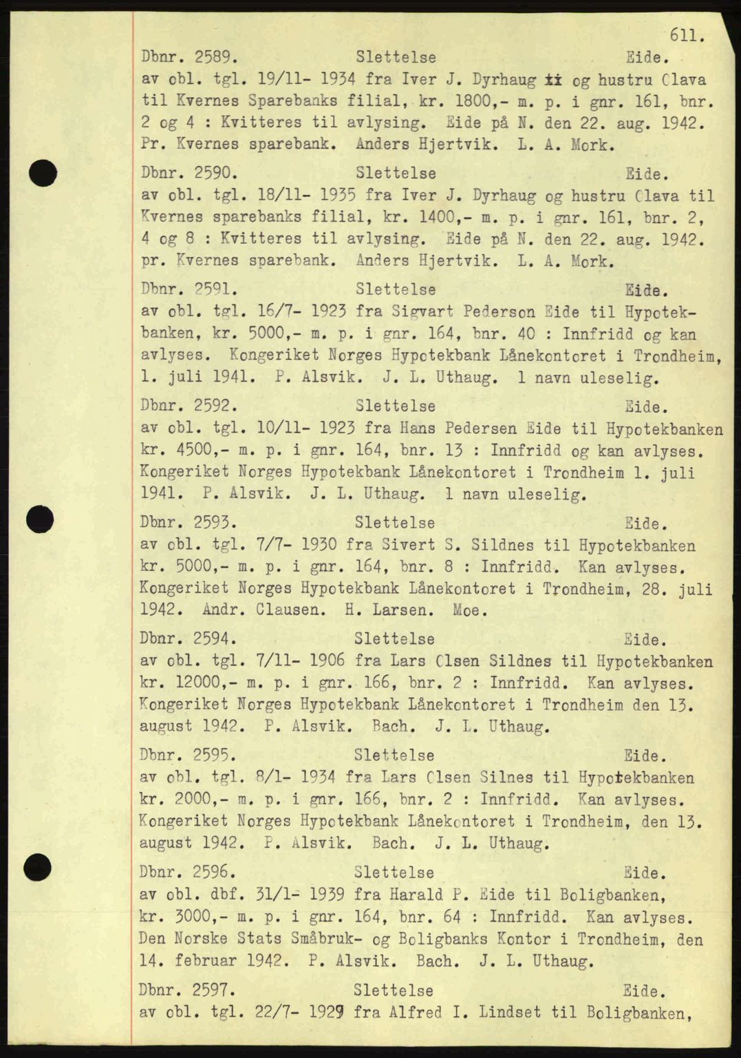 Nordmøre sorenskriveri, AV/SAT-A-4132/1/2/2Ca: Mortgage book no. C81, 1940-1945, Diary no: : 2589/1942