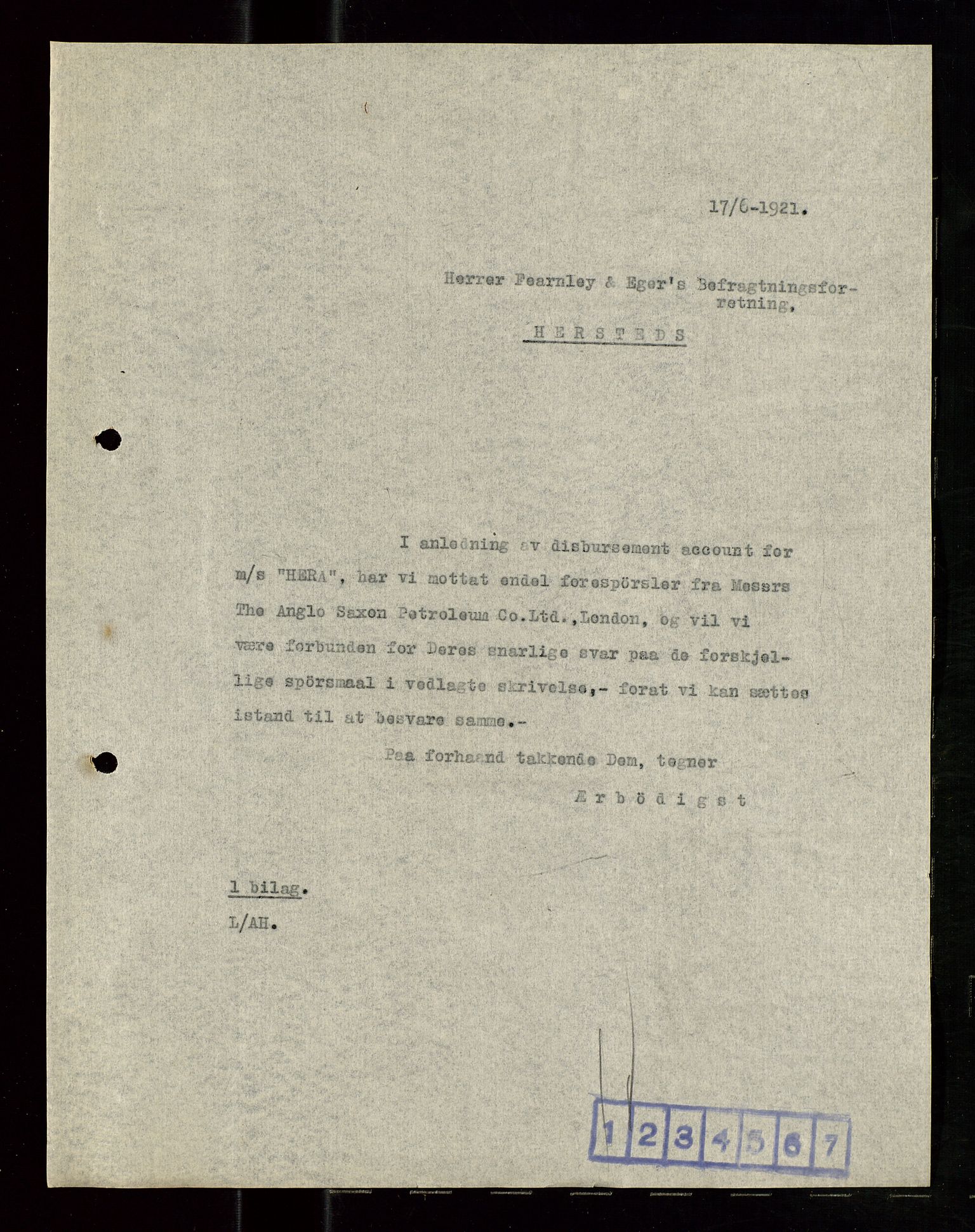 Pa 1521 - A/S Norske Shell, AV/SAST-A-101915/E/Ea/Eaa/L0011: Sjefskorrespondanse, 1921, p. 126