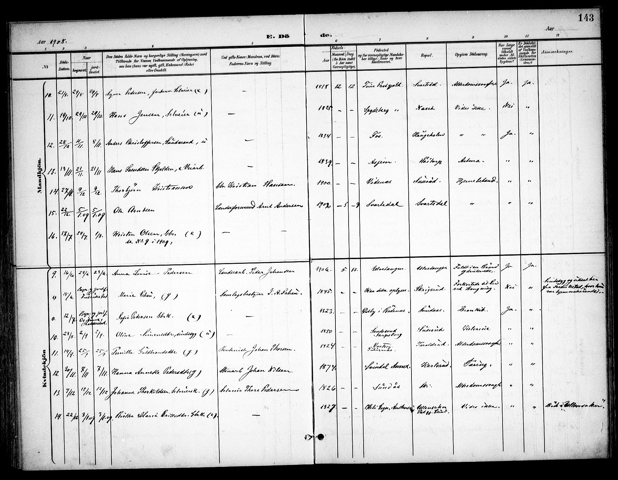 Skiptvet prestekontor Kirkebøker, AV/SAO-A-20009/F/Fa/L0011: Parish register (official) no. 11, 1901-1913, p. 143