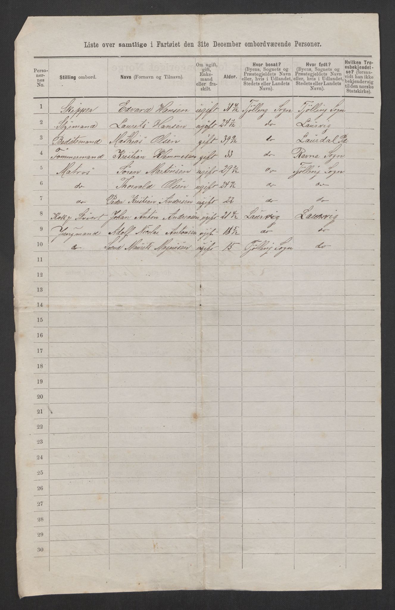 RA, 1875 census, lists of crew on ships: Ships in ports abroad, 1875, p. 615