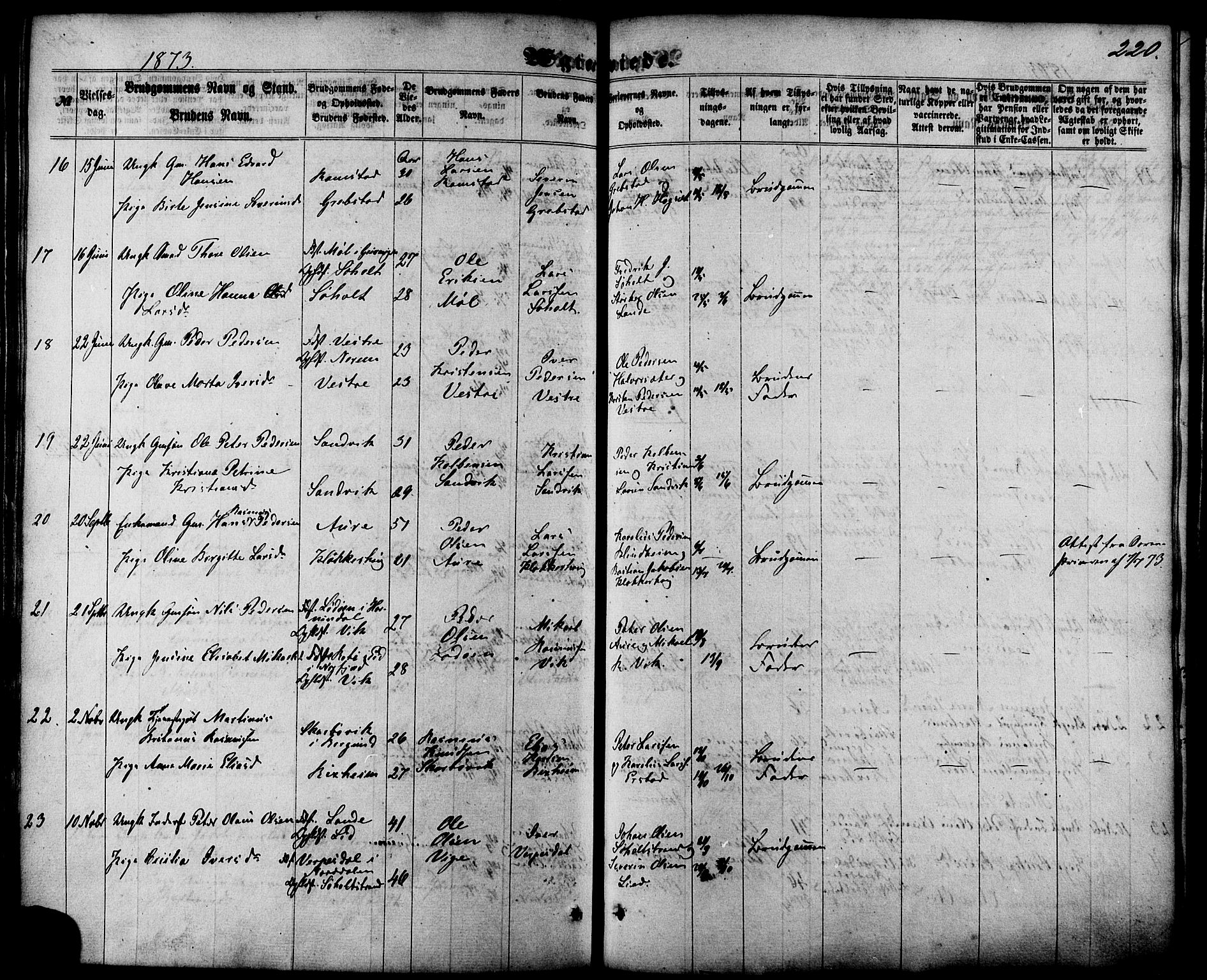 Ministerialprotokoller, klokkerbøker og fødselsregistre - Møre og Romsdal, SAT/A-1454/522/L0314: Parish register (official) no. 522A09, 1863-1877, p. 220