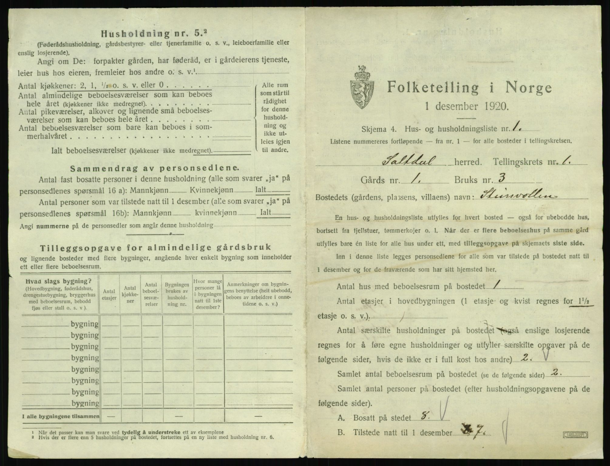 SAT, 1920 census for Saltdal, 1920, p. 57