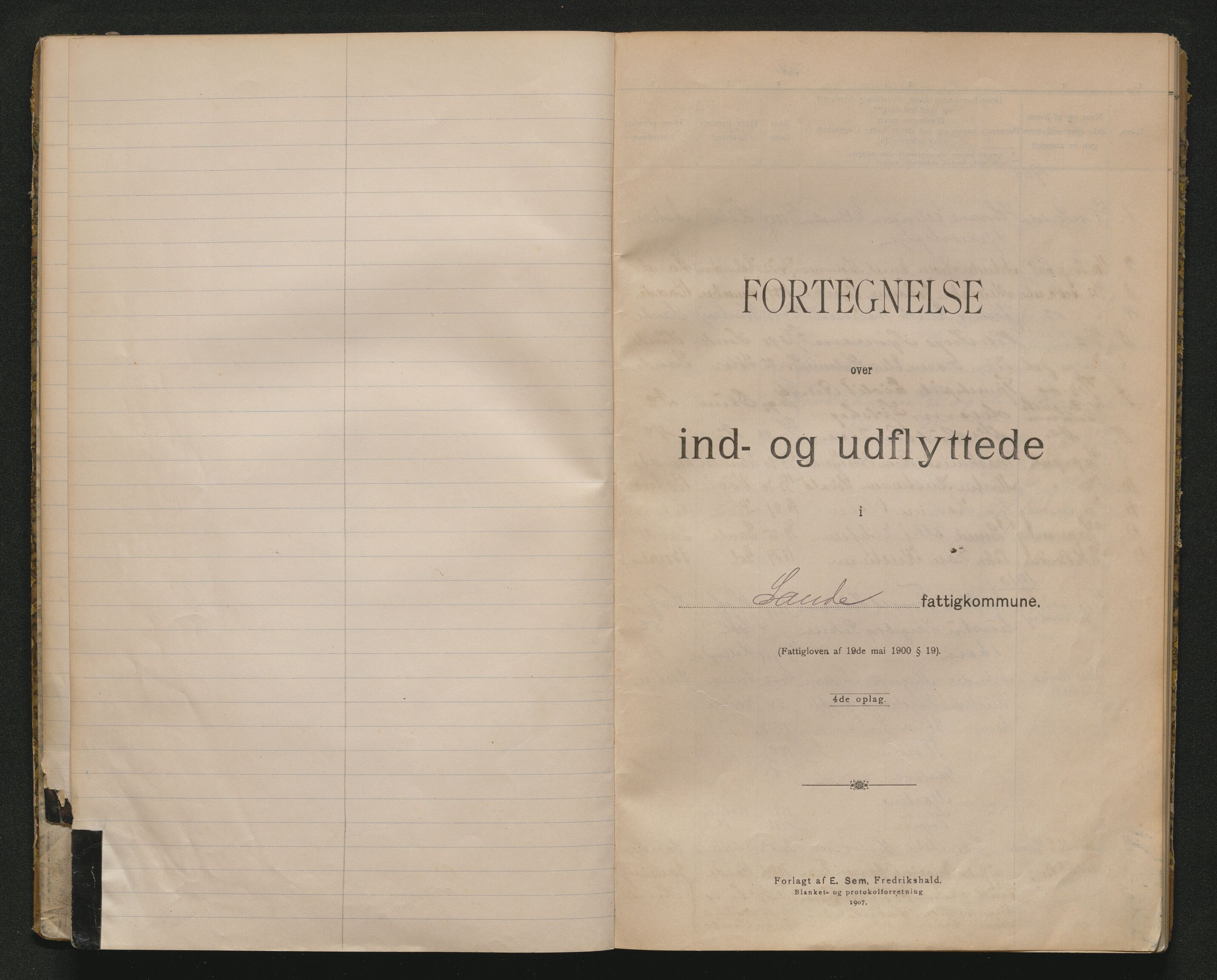 Sande lensmannskontor, AV/SAKO-A-546/O/Oc/L0002: Protokoll over inn- og utflyttede, 1909-1914