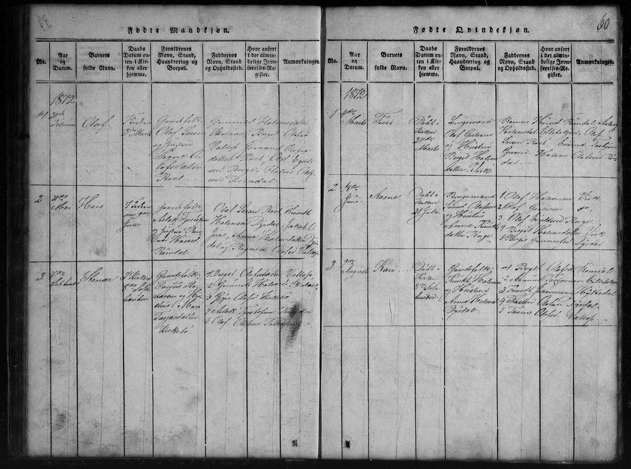 Rauland kirkebøker, SAKO/A-292/G/Gb/L0001: Parish register (copy) no. II 1, 1815-1886, p. 60