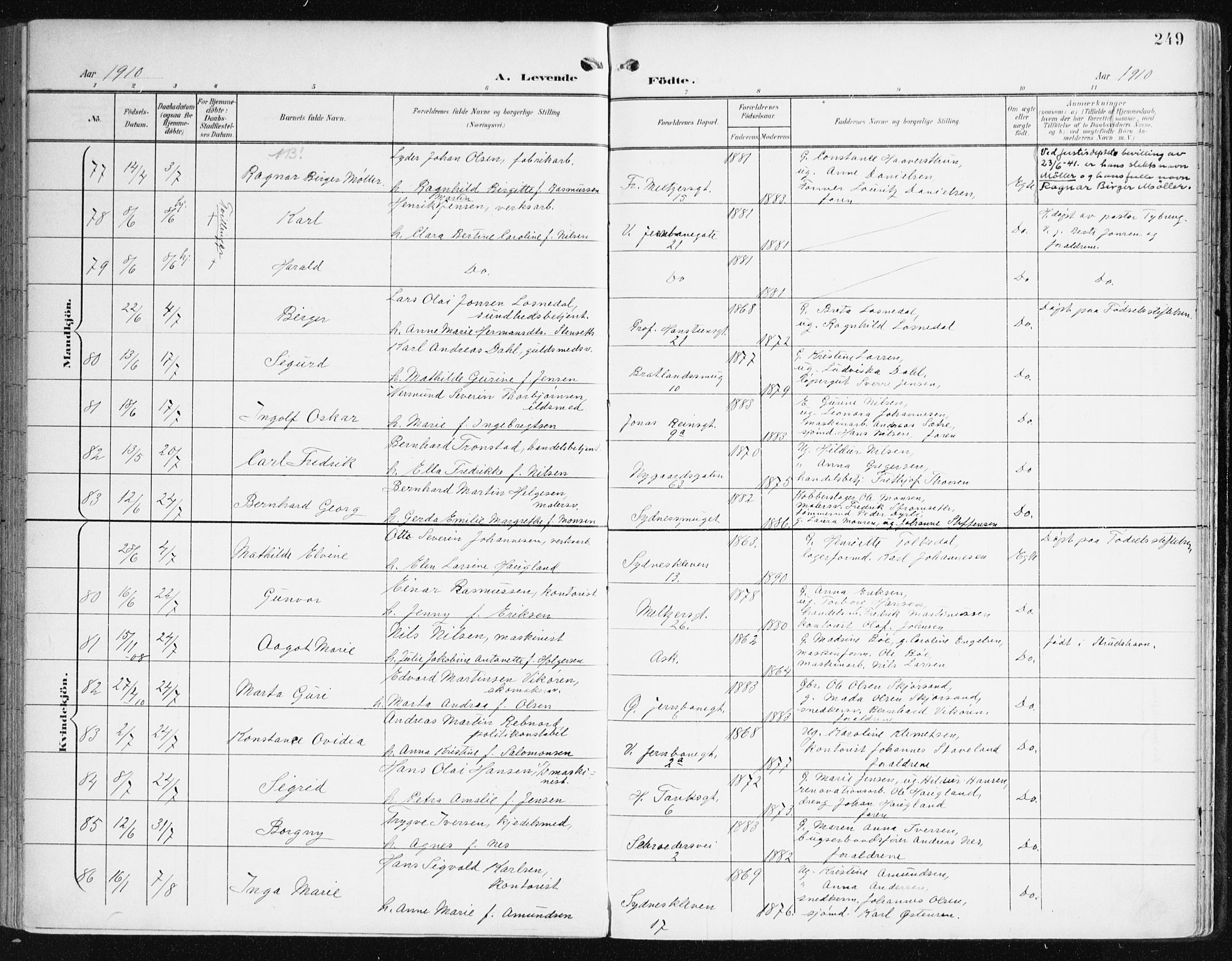 Johanneskirken sokneprestembete, AV/SAB-A-76001/H/Haa/L0002: Parish register (official) no. A 2, 1900-1912, p. 249