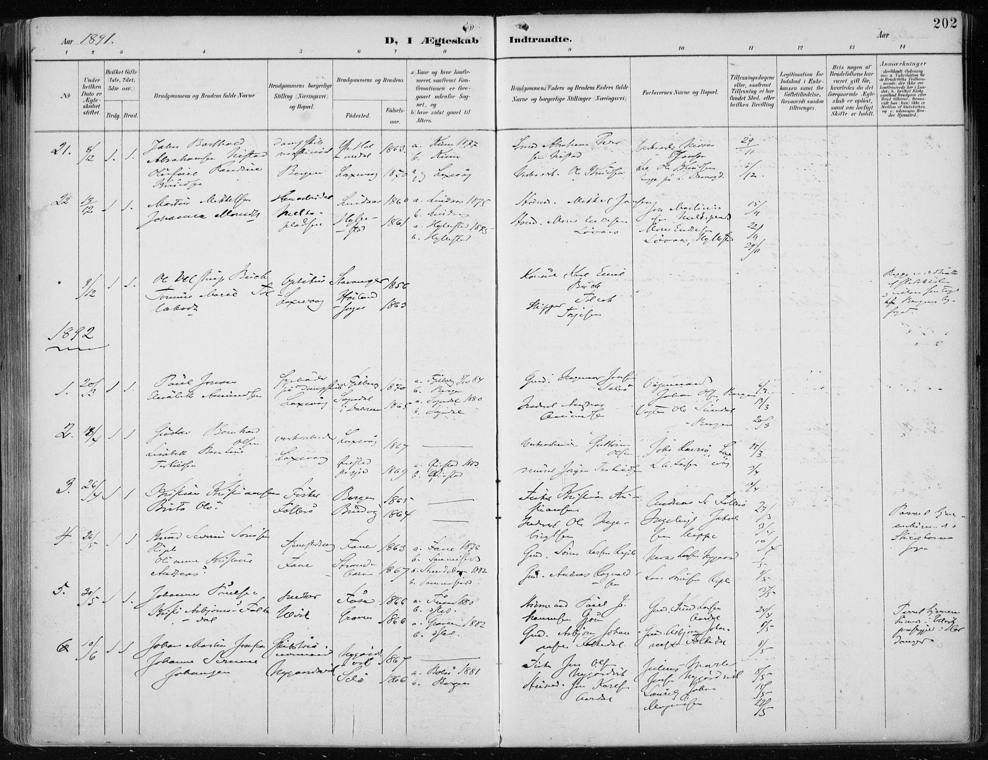Askøy Sokneprestembete, SAB/A-74101/H/Ha/Haa/Haae/L0003: Parish register (official) no. E 3, 1891-1903, p. 202