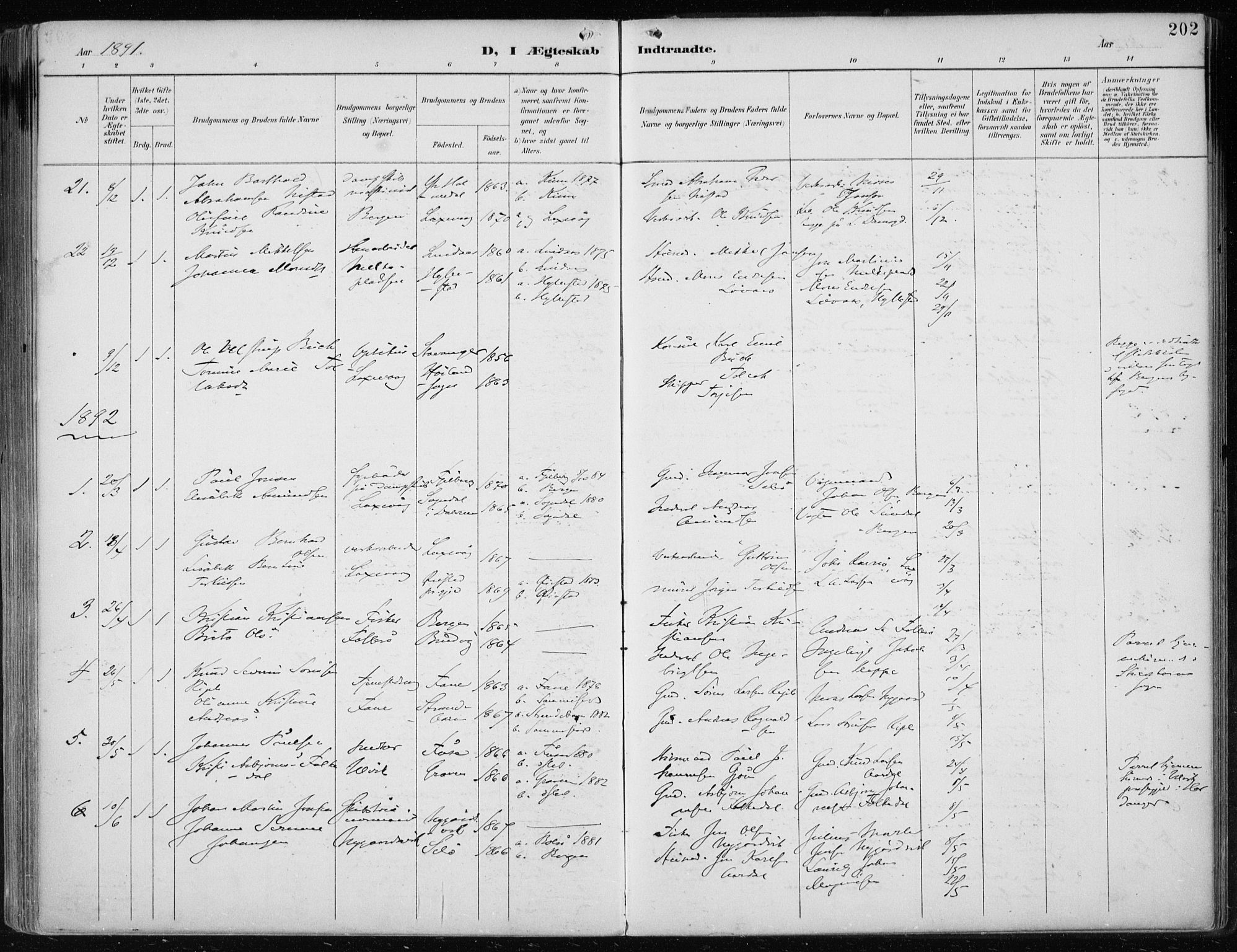 Askøy Sokneprestembete, AV/SAB-A-74101/H/Ha/Haa/Haae/L0003: Parish register (official) no. E 3, 1891-1903, p. 202