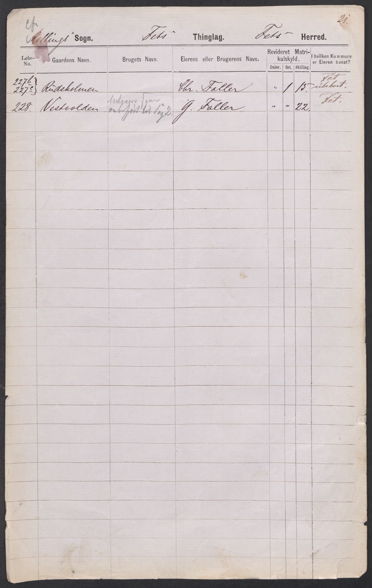 RA, 1875 census for 0227P Fet, 1875, p. 42