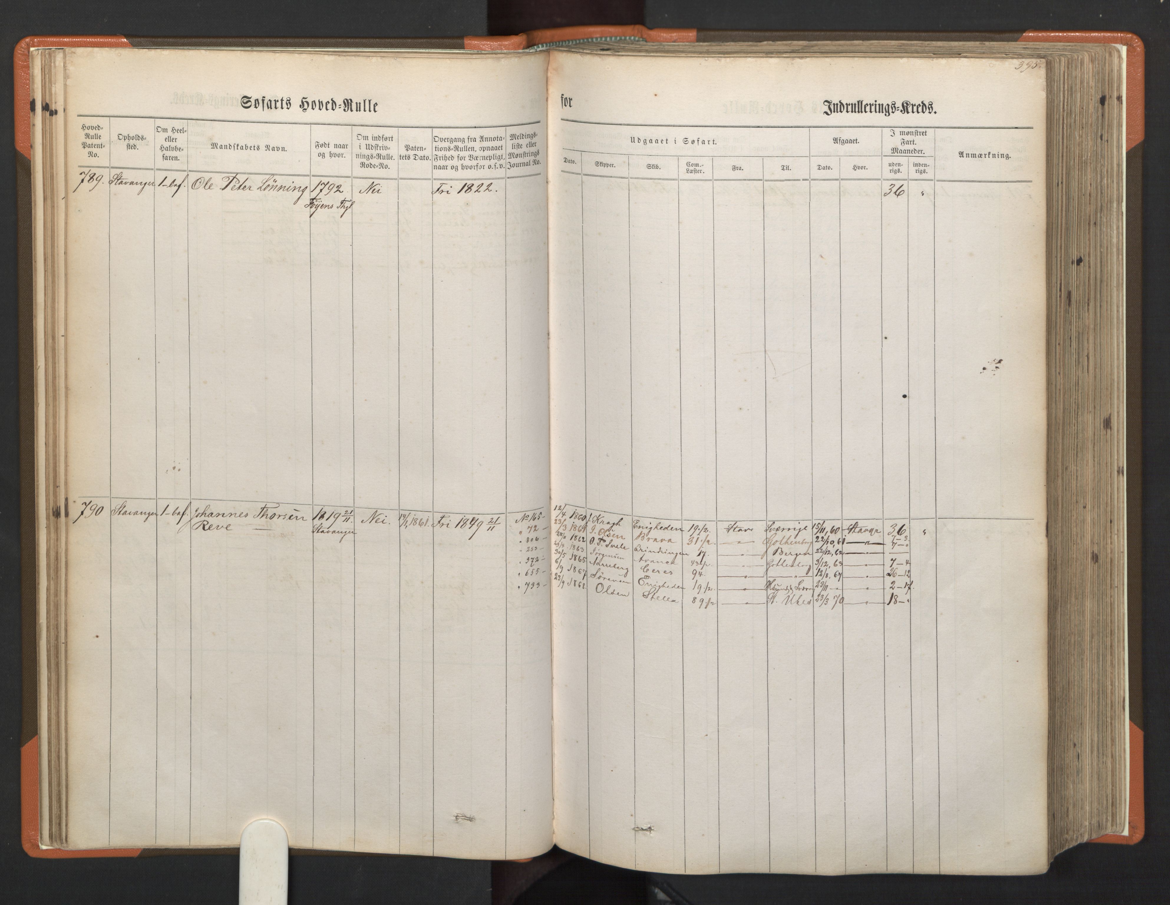 Stavanger sjømannskontor, AV/SAST-A-102006/F/Fb/Fbb/L0002: Sjøfartshovedrulle, patentnr. 721-1450 (del 2), 1863, p. 39