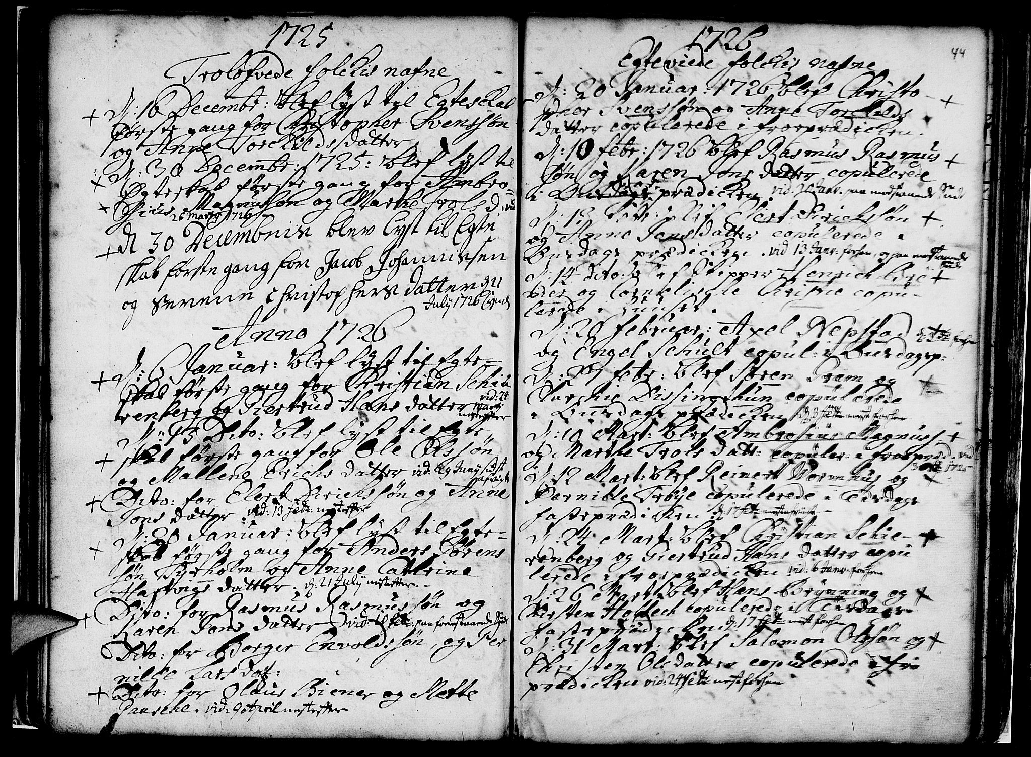 Nykirken Sokneprestembete, AV/SAB-A-77101/H/Haa/L0007: Parish register (official) no. A 7, 1719-1781, p. 44