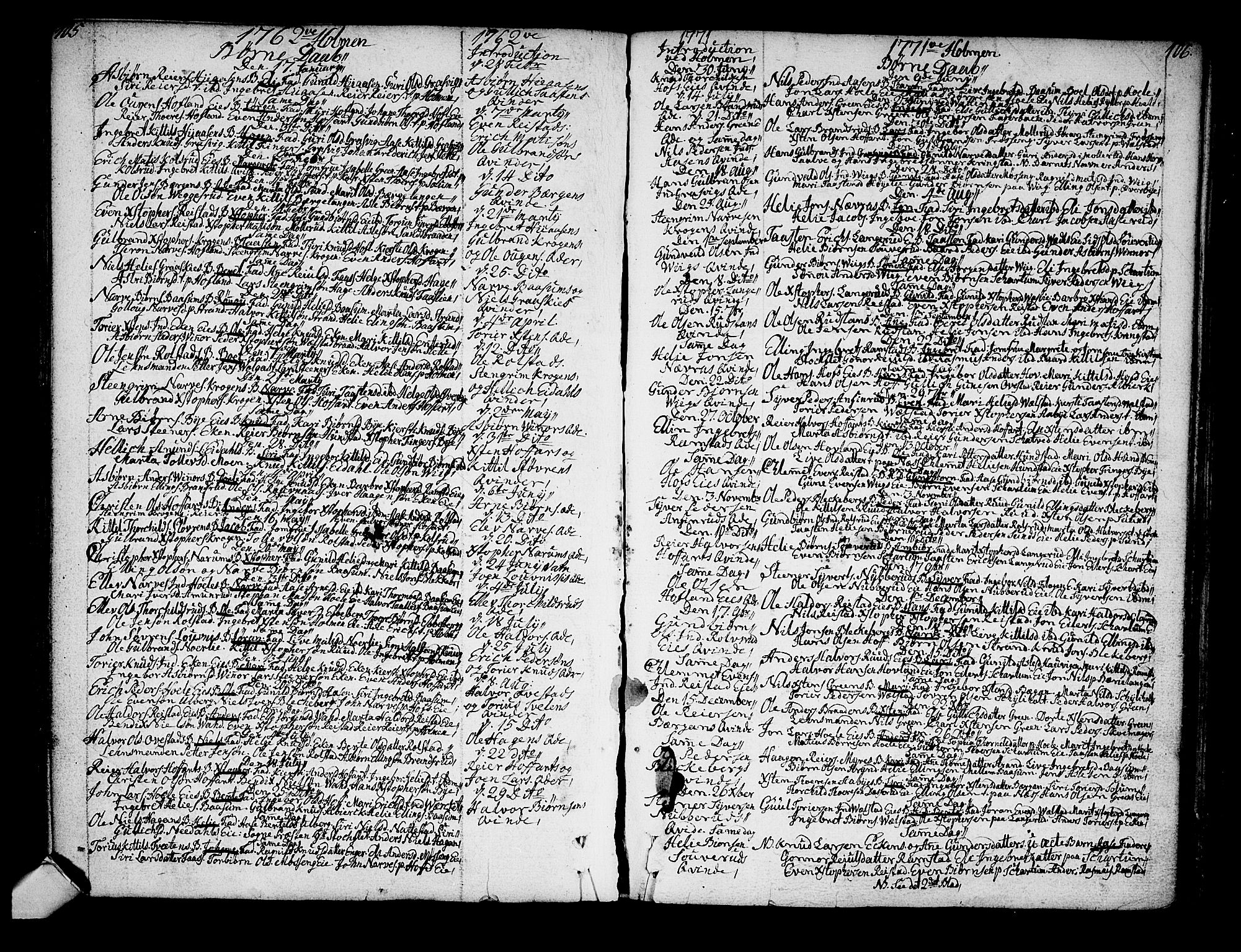 Sigdal kirkebøker, SAKO/A-245/F/Fa/L0001: Parish register (official) no. I 1, 1722-1777, p. 105-106