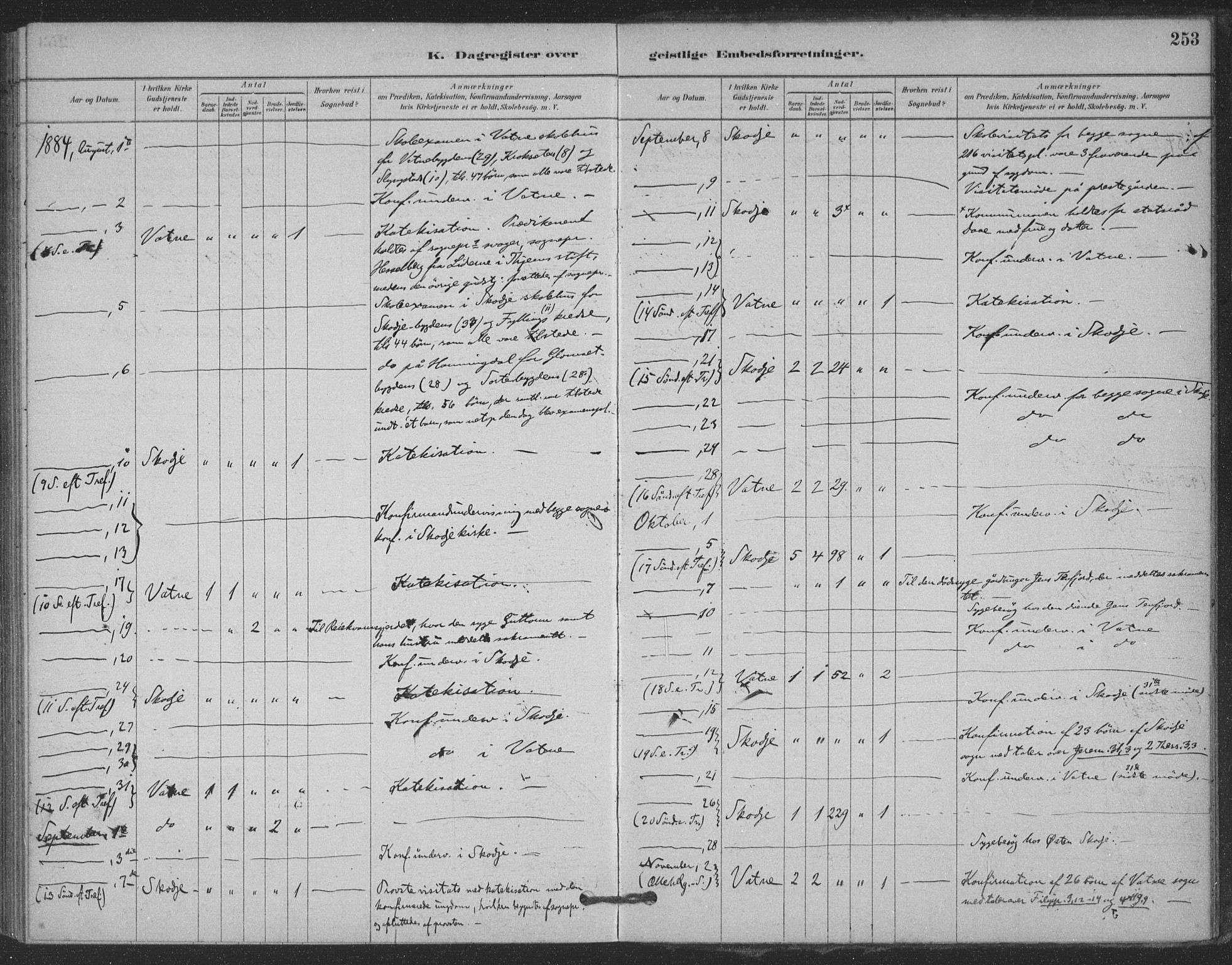 Ministerialprotokoller, klokkerbøker og fødselsregistre - Møre og Romsdal, AV/SAT-A-1454/524/L0356: Parish register (official) no. 524A08, 1880-1899, p. 253