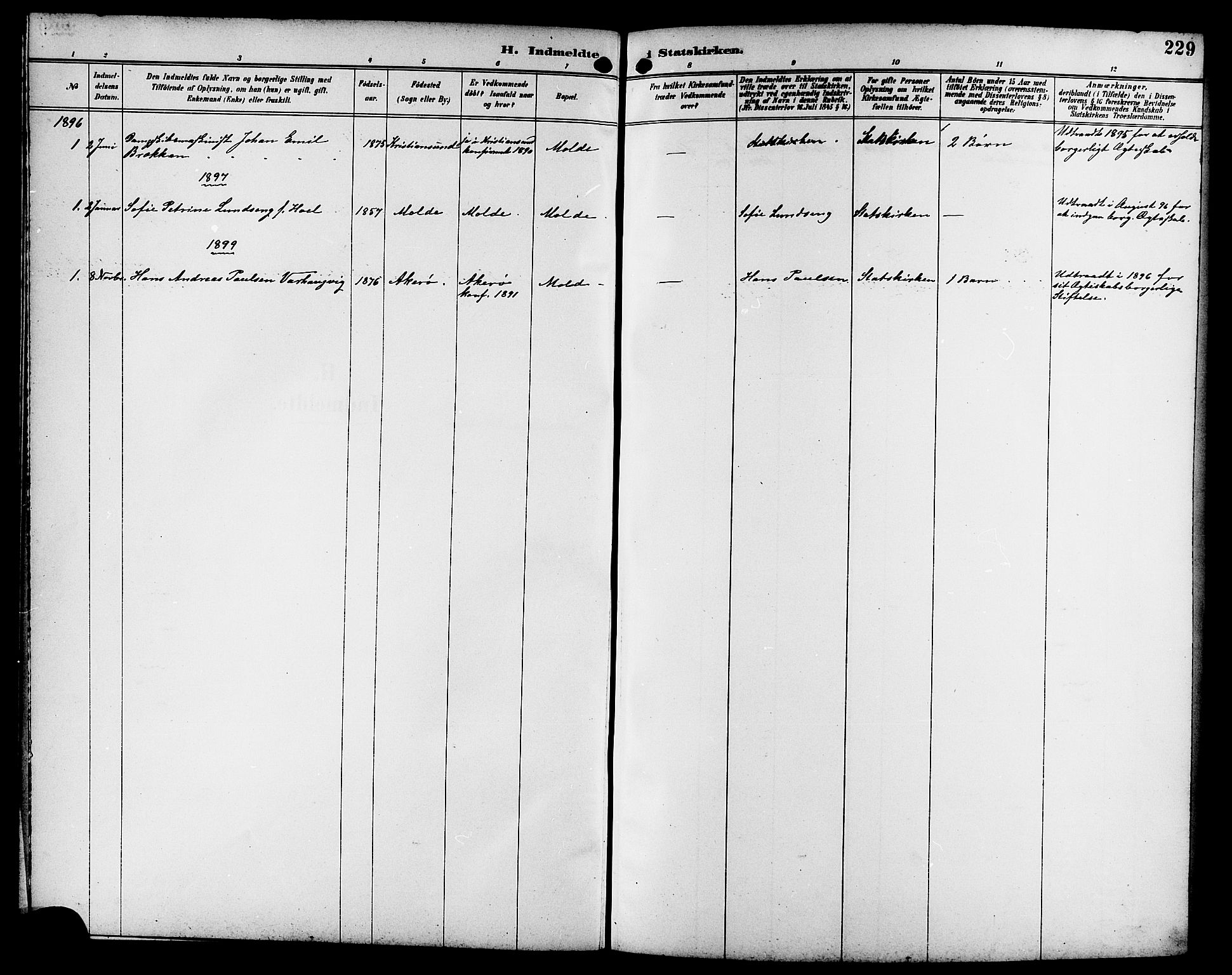 Ministerialprotokoller, klokkerbøker og fødselsregistre - Møre og Romsdal, SAT/A-1454/558/L0702: Parish register (copy) no. 558C03, 1894-1915, p. 229
