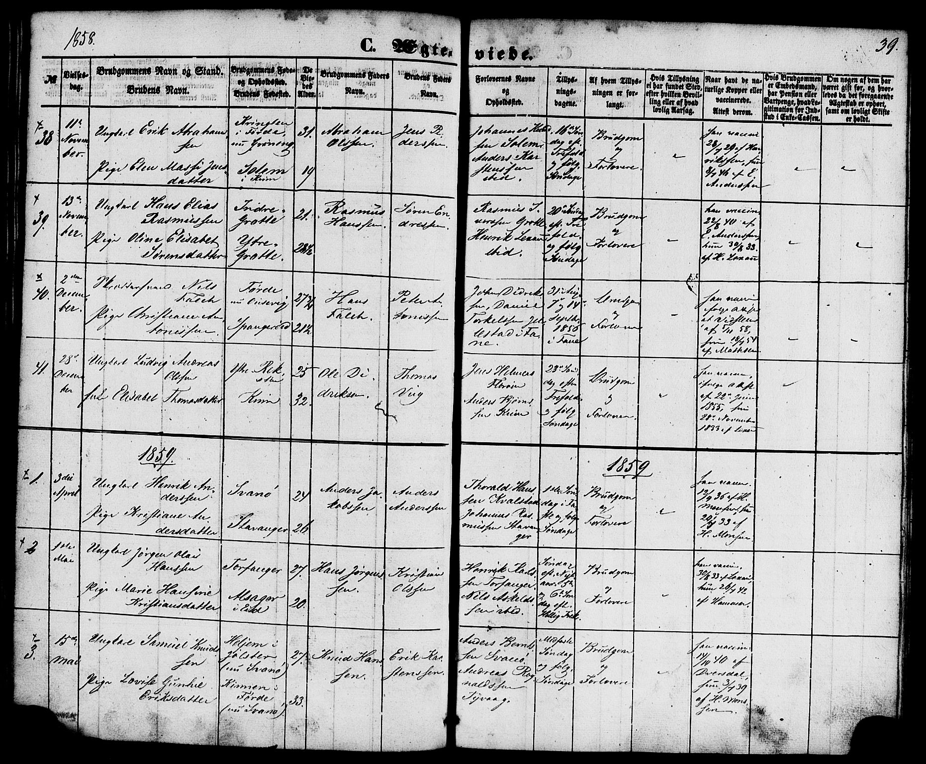 Kinn sokneprestembete, SAB/A-80801/H/Haa/Haaa/L0010: Parish register (official) no. A 10, 1852-1869, p. 39