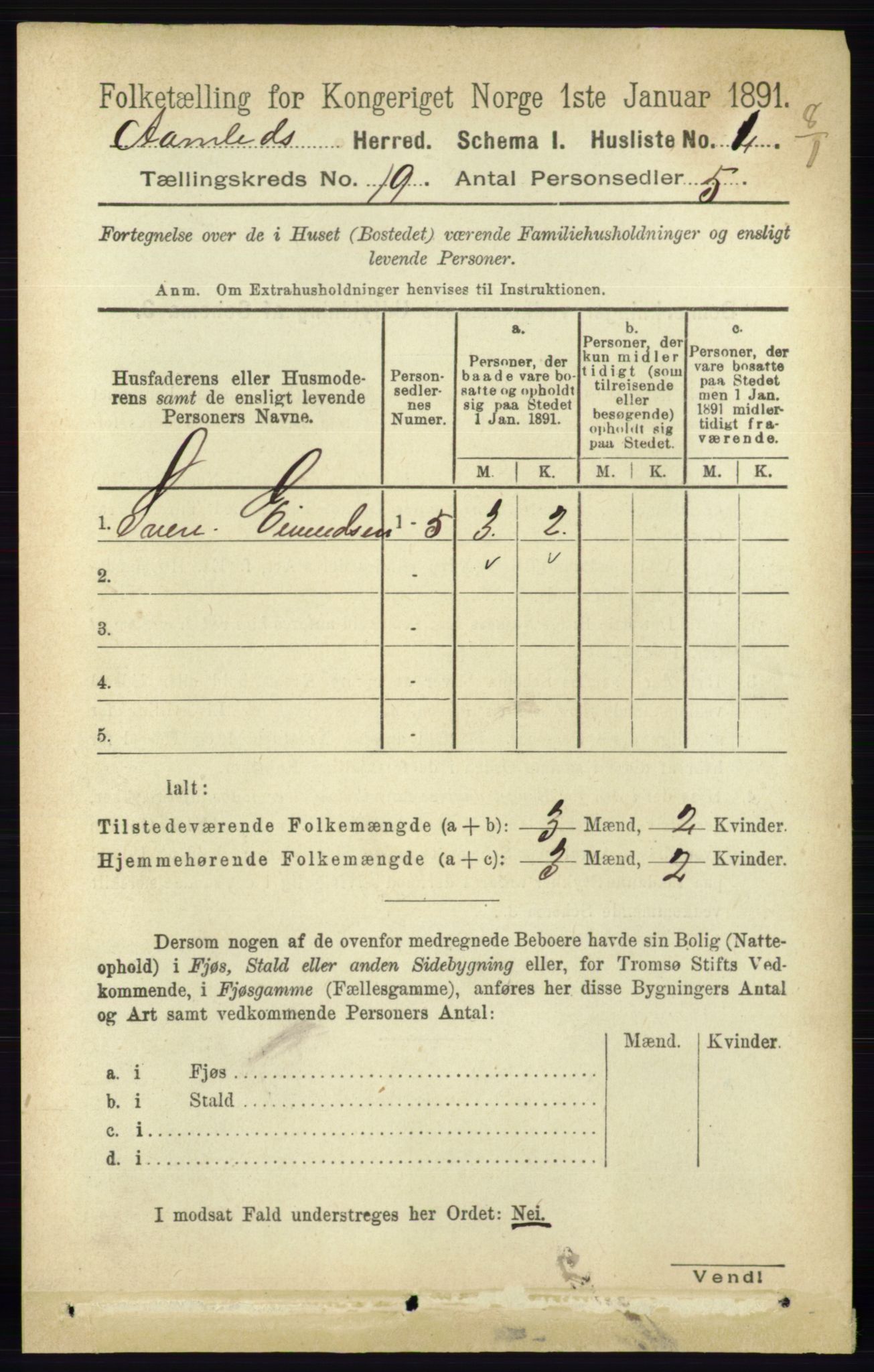 RA, 1891 census for 0929 Åmli, 1891, p. 3127