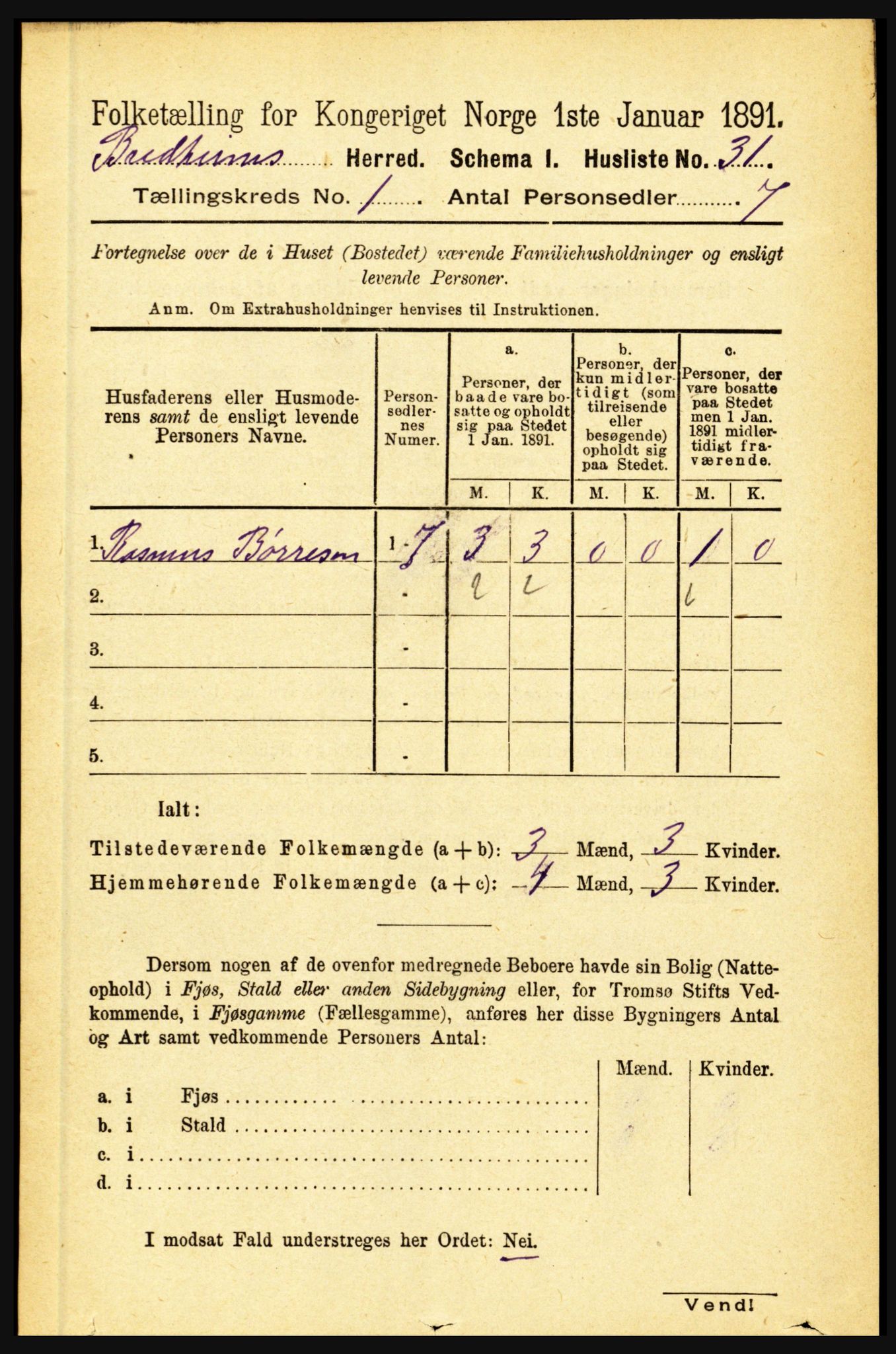 RA, 1891 census for 1446 Breim, 1891, p. 49