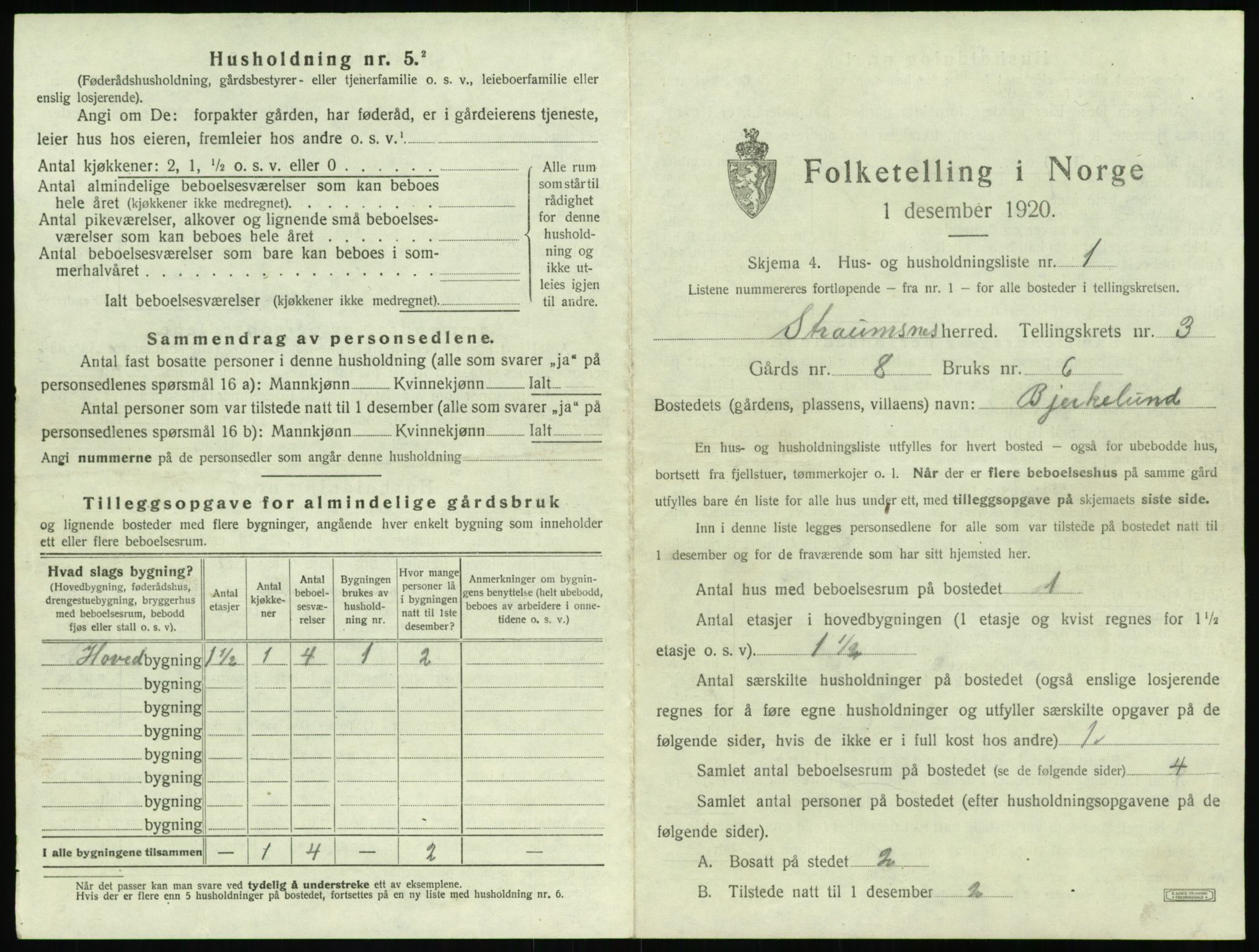 SAT, 1920 census for Straumsnes, 1920, p. 149