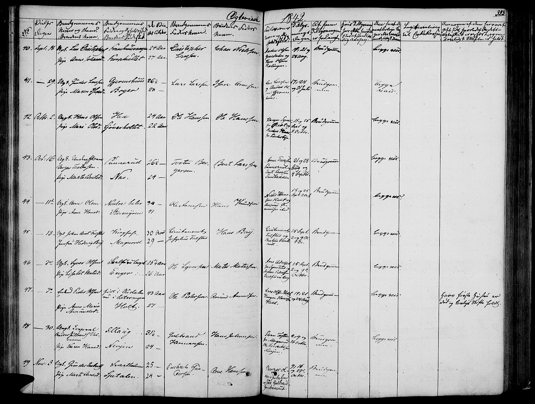 Vinger prestekontor, AV/SAH-PREST-024/H/Ha/Haa/L0008: Parish register (official) no. 8, 1839-1847, p. 323