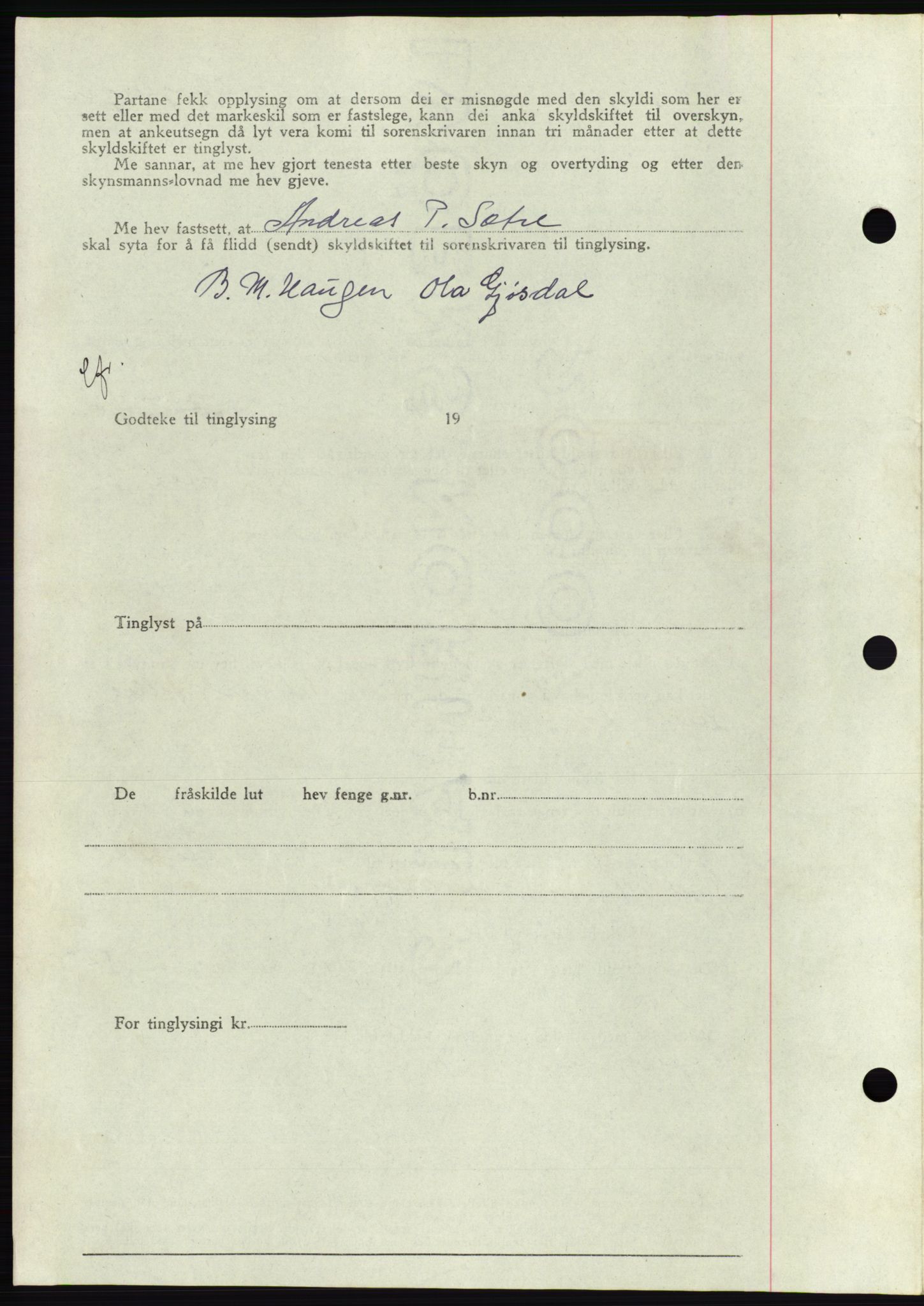 Søre Sunnmøre sorenskriveri, AV/SAT-A-4122/1/2/2C/L0078: Mortgage book no. 4A, 1946-1946, Diary no: : 113/1946