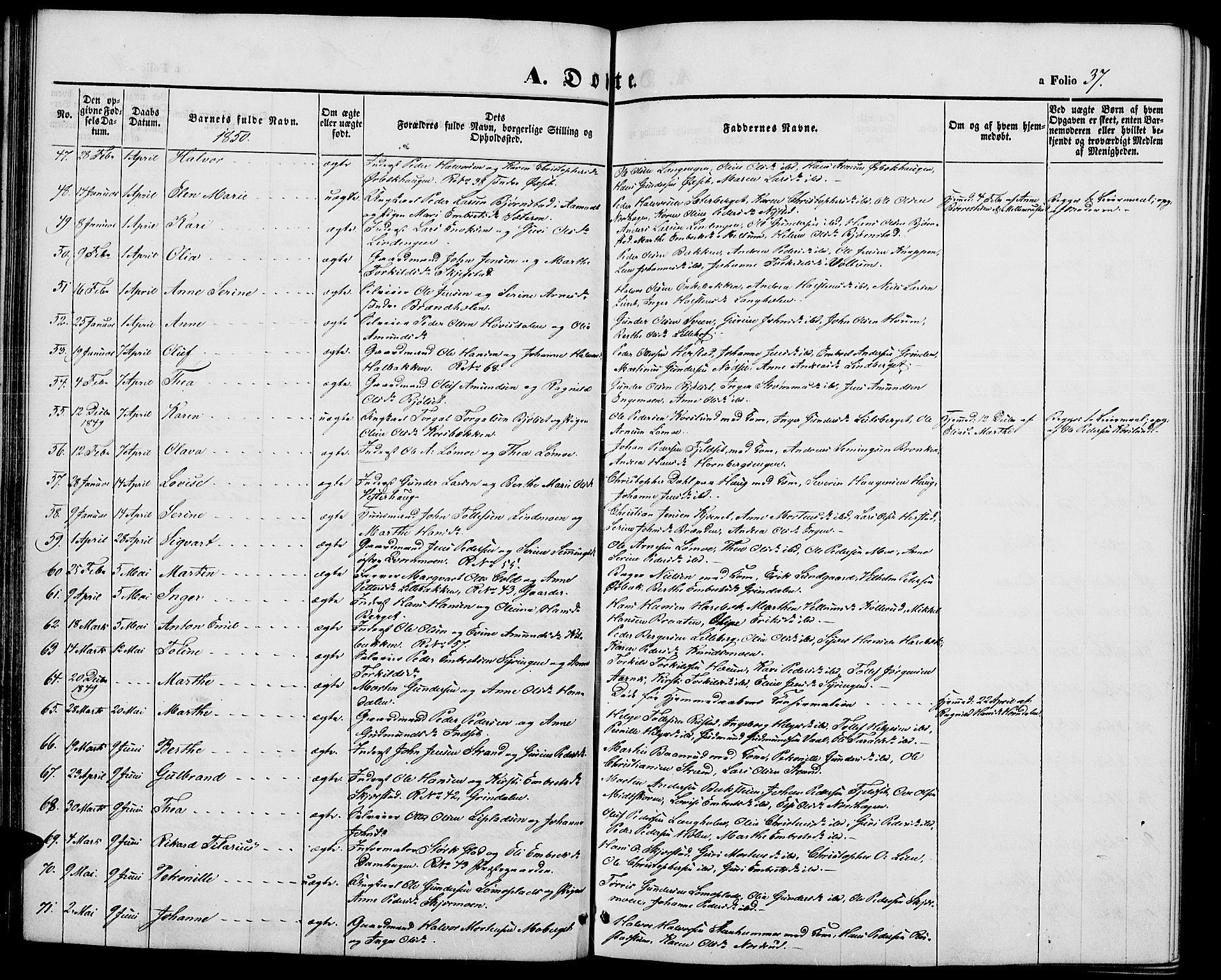 Elverum prestekontor, AV/SAH-PREST-044/H/Ha/Hab/L0002: Parish register (copy) no. 2, 1845-1855, p. 37
