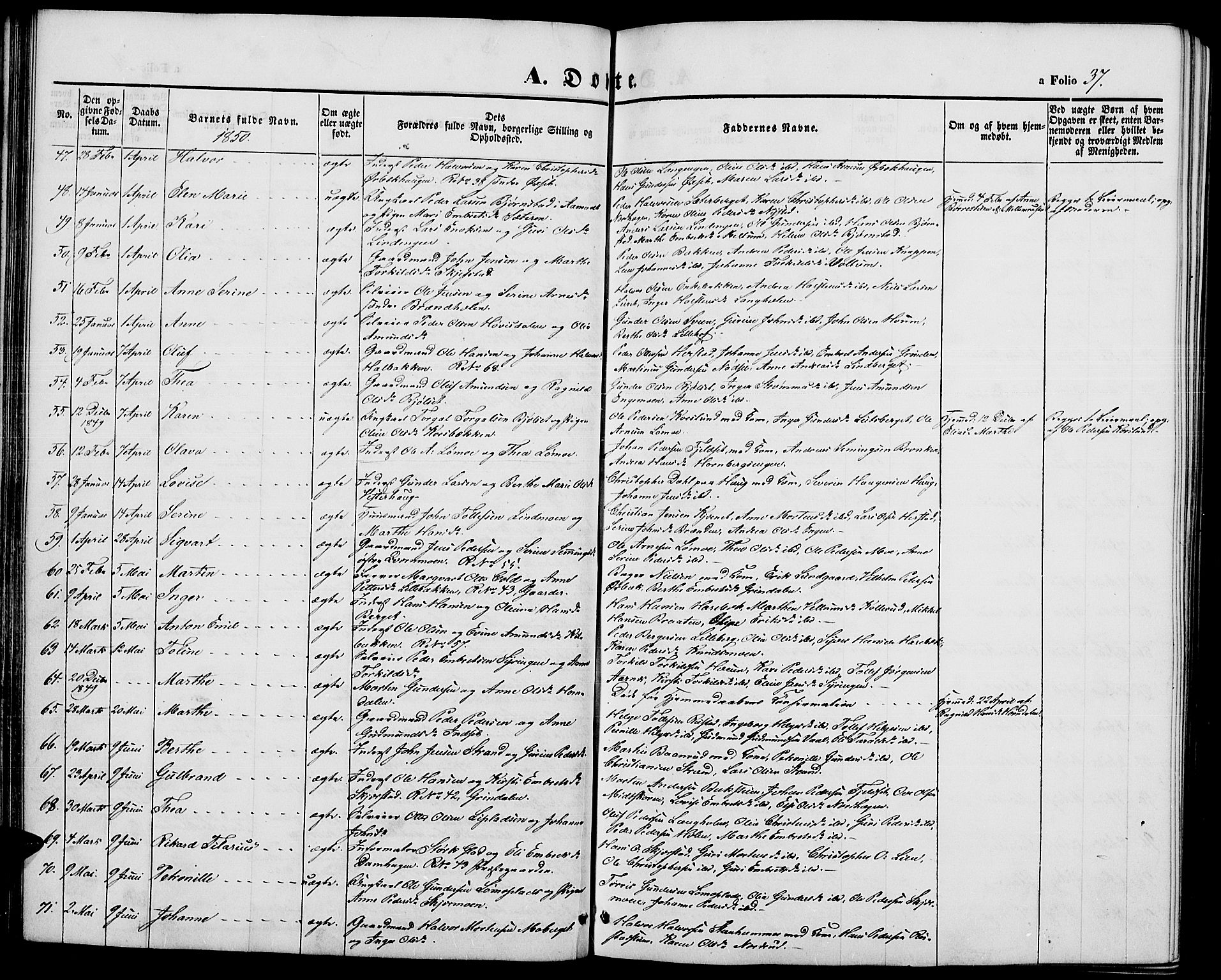 Elverum prestekontor, SAH/PREST-044/H/Ha/Hab/L0002: Parish register (copy) no. 2, 1845-1855, p. 37