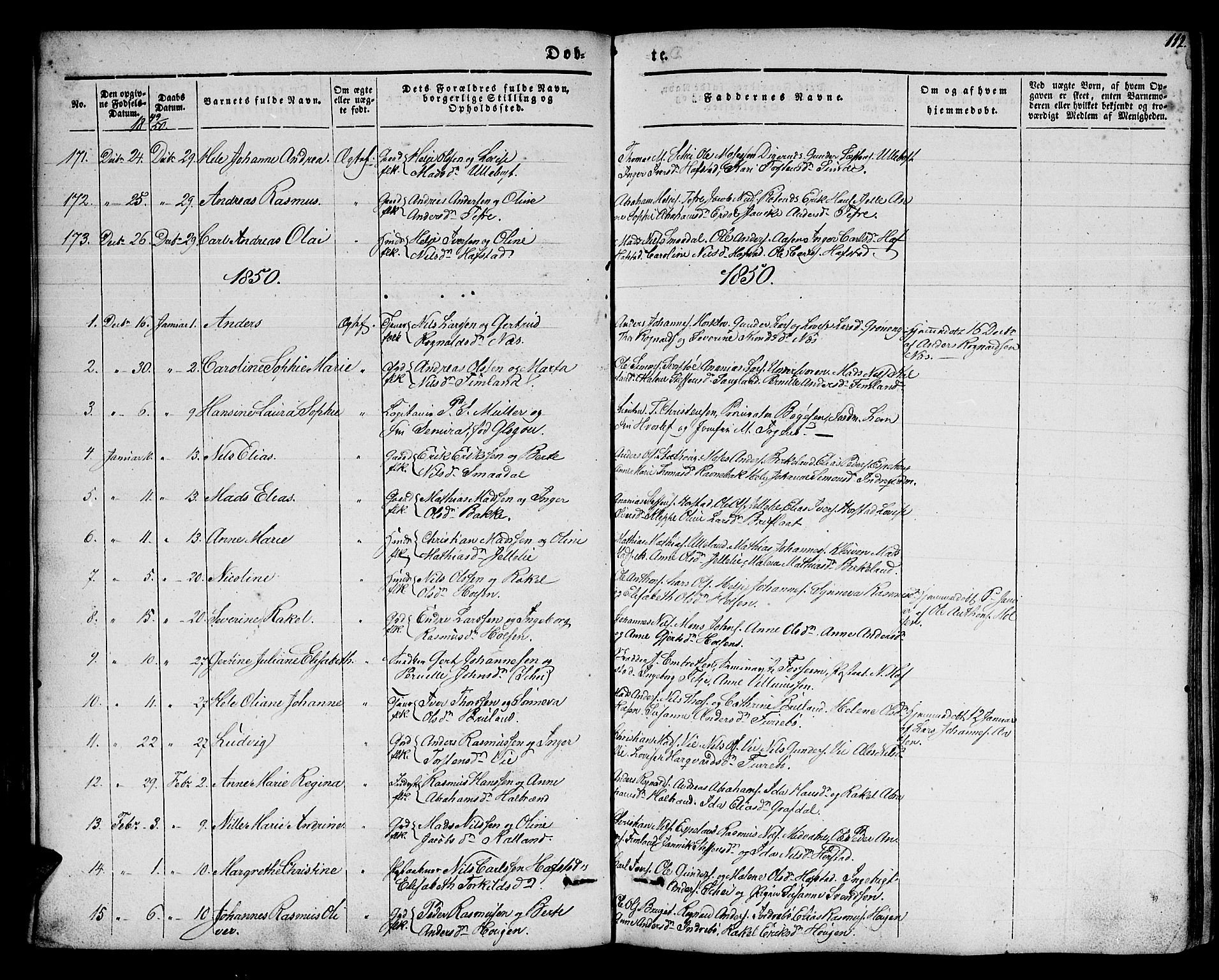 Førde sokneprestembete, SAB/A-79901/H/Haa/Haaa/L0007: Parish register (official) no. A 7, 1843-1860, p. 112
