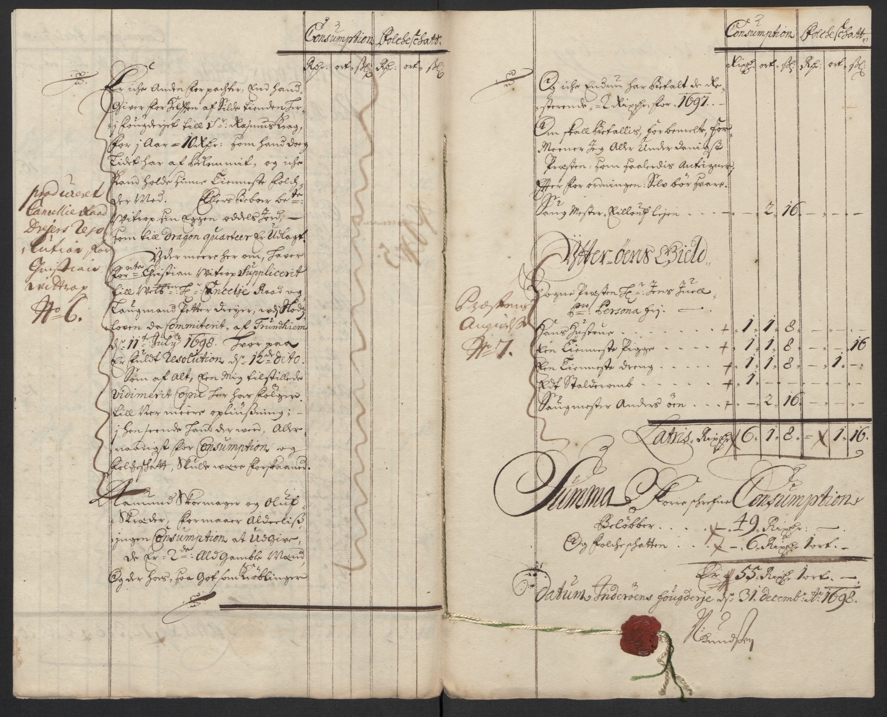 Rentekammeret inntil 1814, Reviderte regnskaper, Fogderegnskap, RA/EA-4092/R63/L4310: Fogderegnskap Inderøy, 1698-1699, p. 154