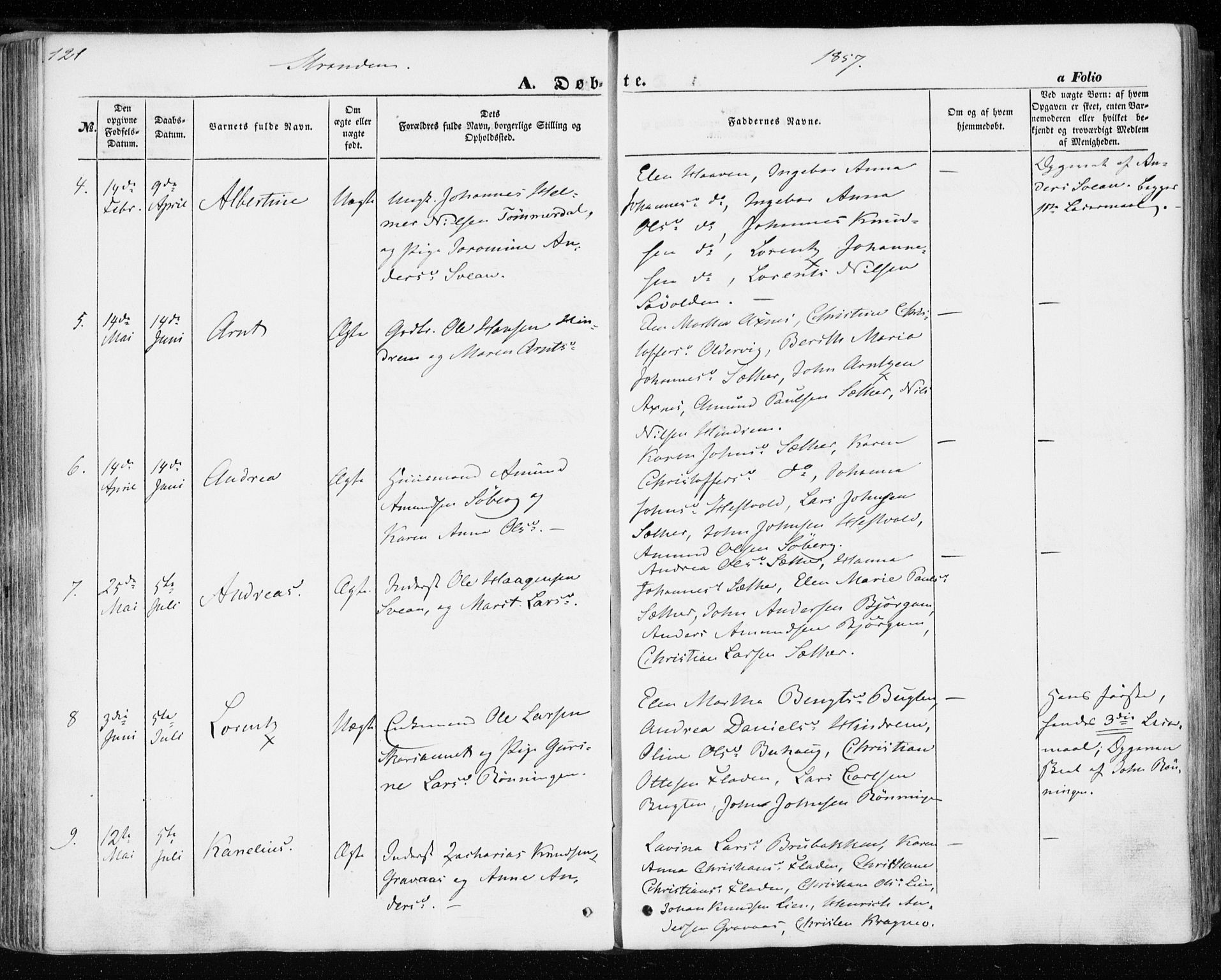 Ministerialprotokoller, klokkerbøker og fødselsregistre - Nord-Trøndelag, SAT/A-1458/701/L0008: Parish register (official) no. 701A08 /2, 1854-1863, p. 121