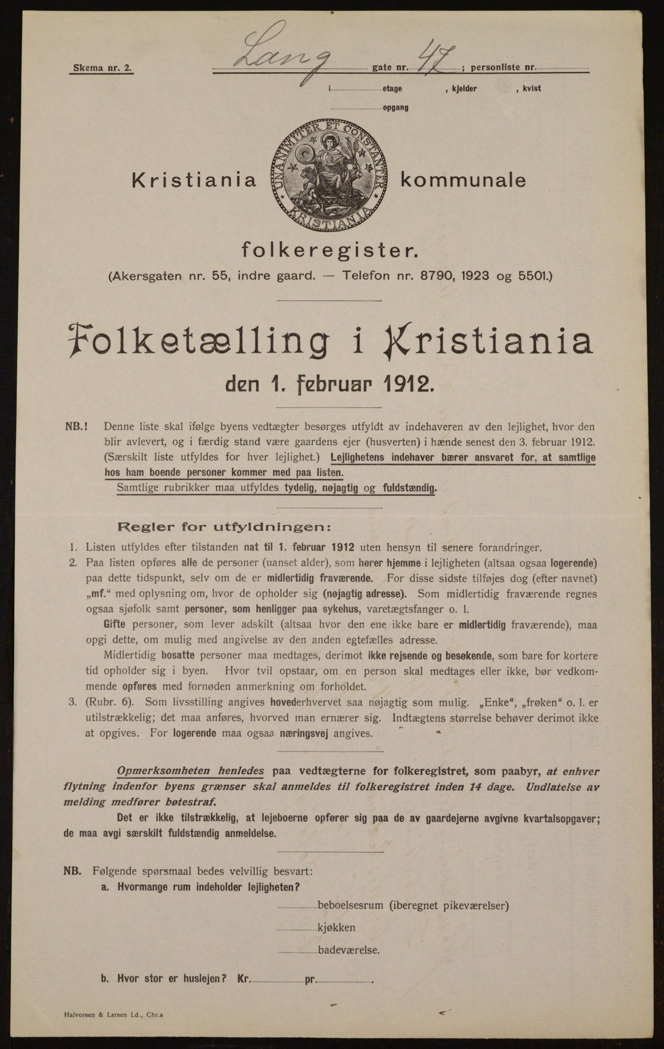 OBA, Municipal Census 1912 for Kristiania, 1912, p. 57252