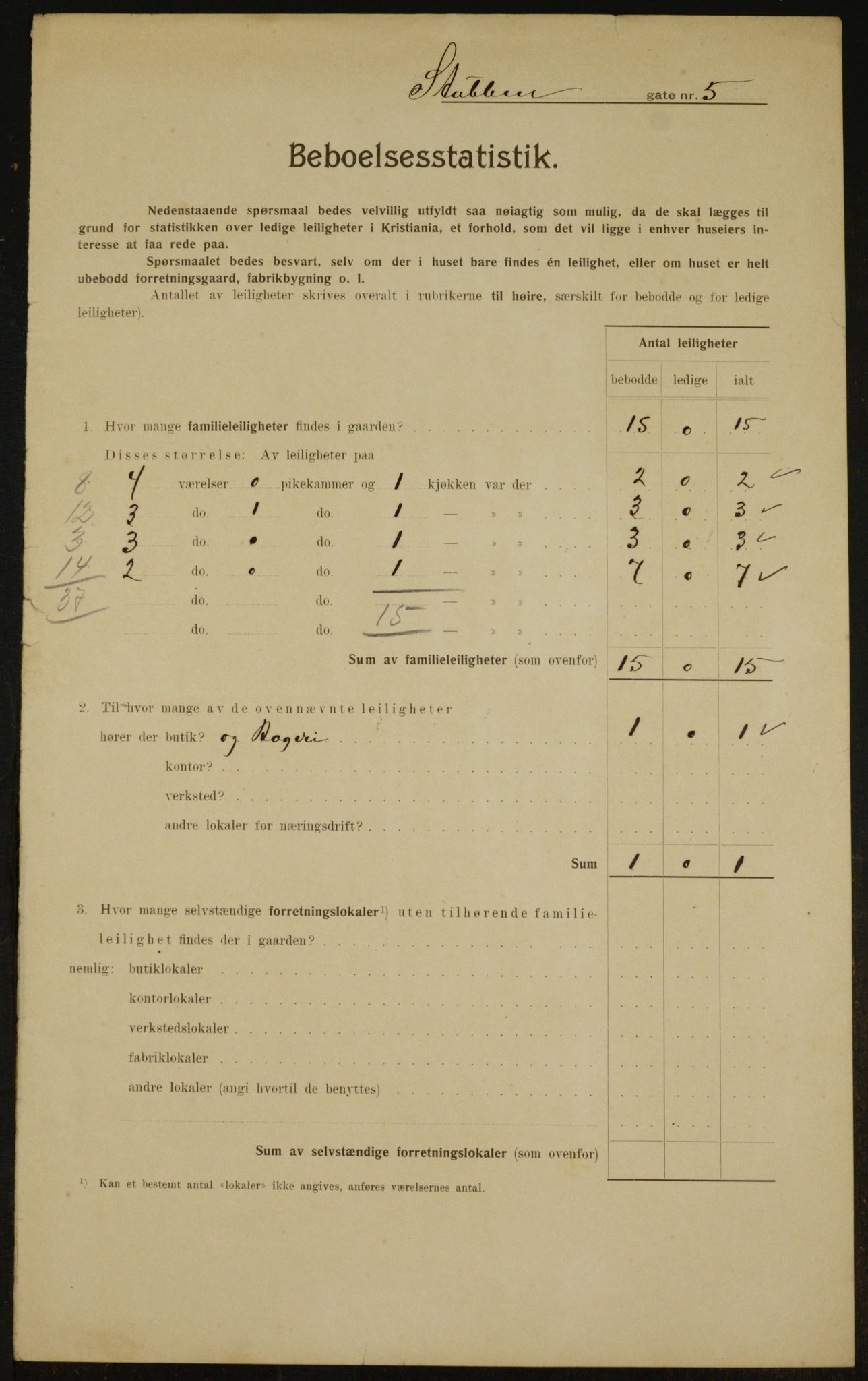 OBA, Municipal Census 1910 for Kristiania, 1910, p. 99163