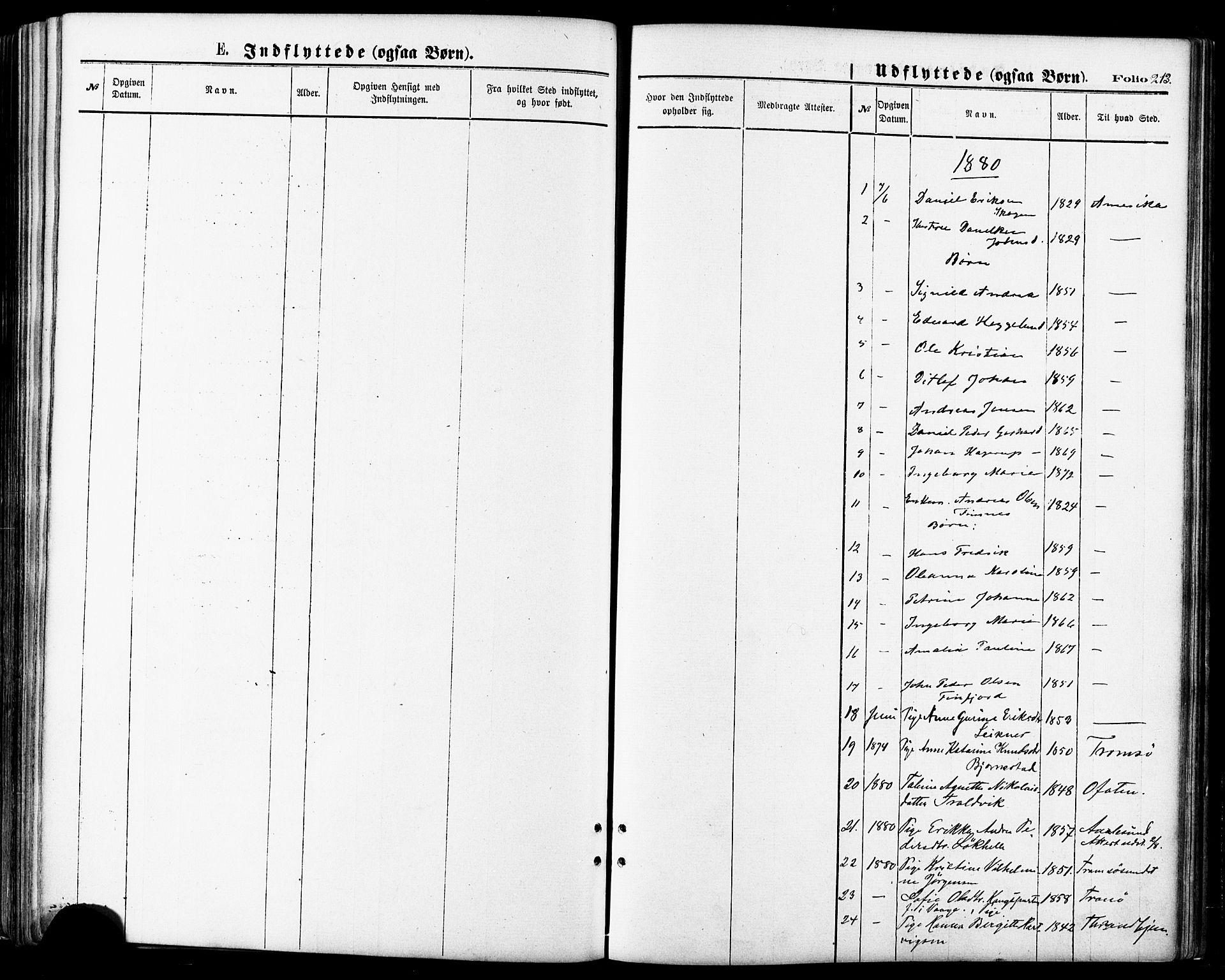 Lenvik sokneprestembete, SATØ/S-1310/H/Ha/Haa/L0010kirke: Parish register (official) no. 10, 1873-1880, p. 213