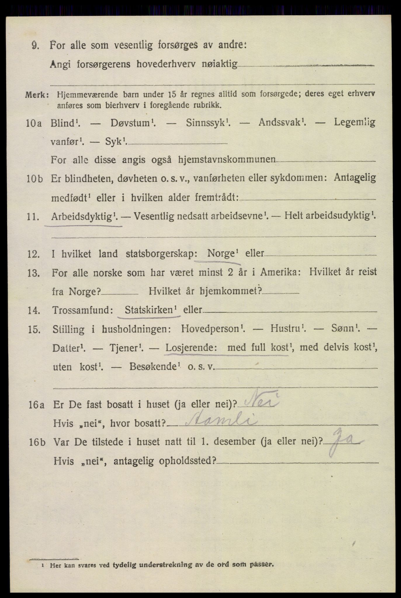 SAK, 1920 census for Øyestad, 1920, p. 2485