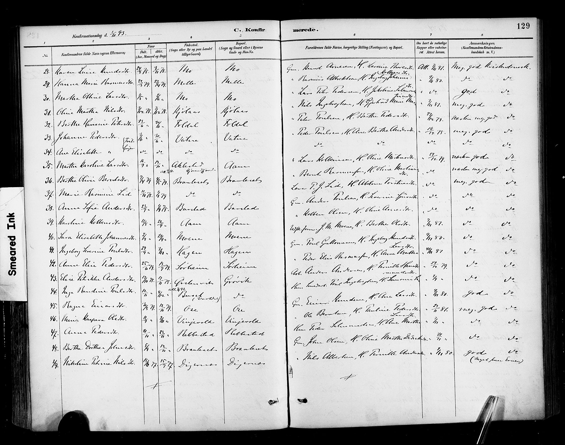 Ministerialprotokoller, klokkerbøker og fødselsregistre - Møre og Romsdal, AV/SAT-A-1454/513/L0177: Parish register (official) no. 513A04, 1890-1906, p. 129