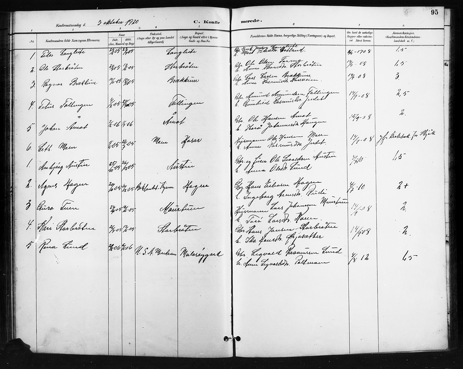 Skjåk prestekontor, SAH/PREST-072/H/Ha/Hab/L0004: Parish register (copy) no. 4, 1895-1921, p. 95
