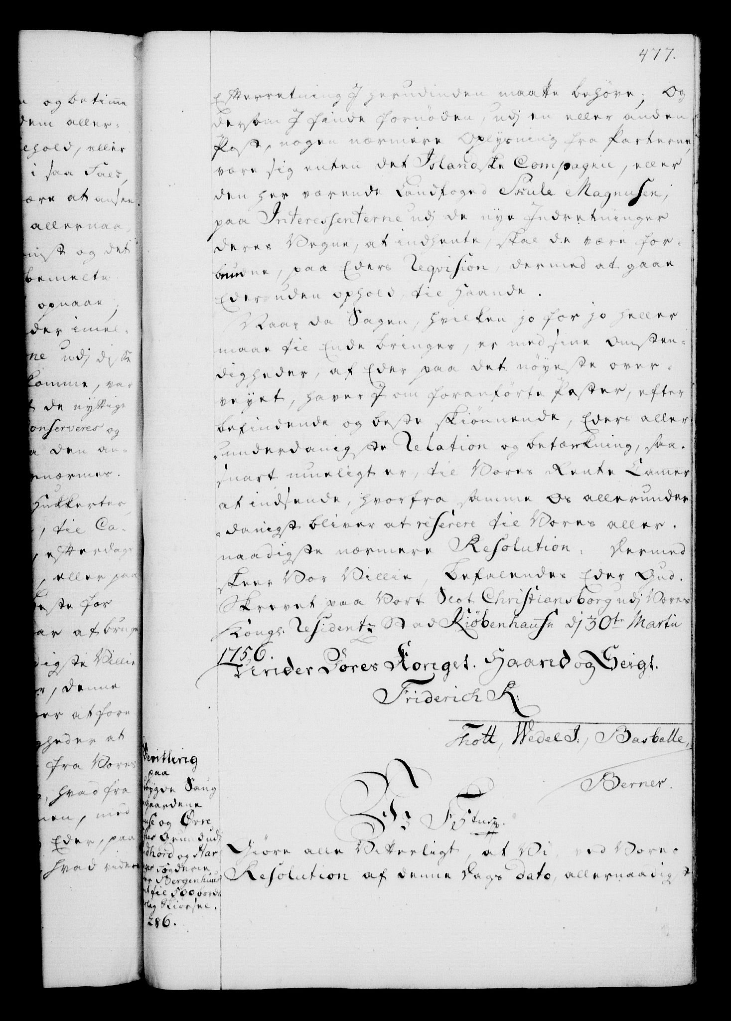 Rentekammeret, Kammerkanselliet, AV/RA-EA-3111/G/Gg/Gga/L0006: Norsk ekspedisjonsprotokoll med register (merket RK 53.6), 1749-1759, p. 477