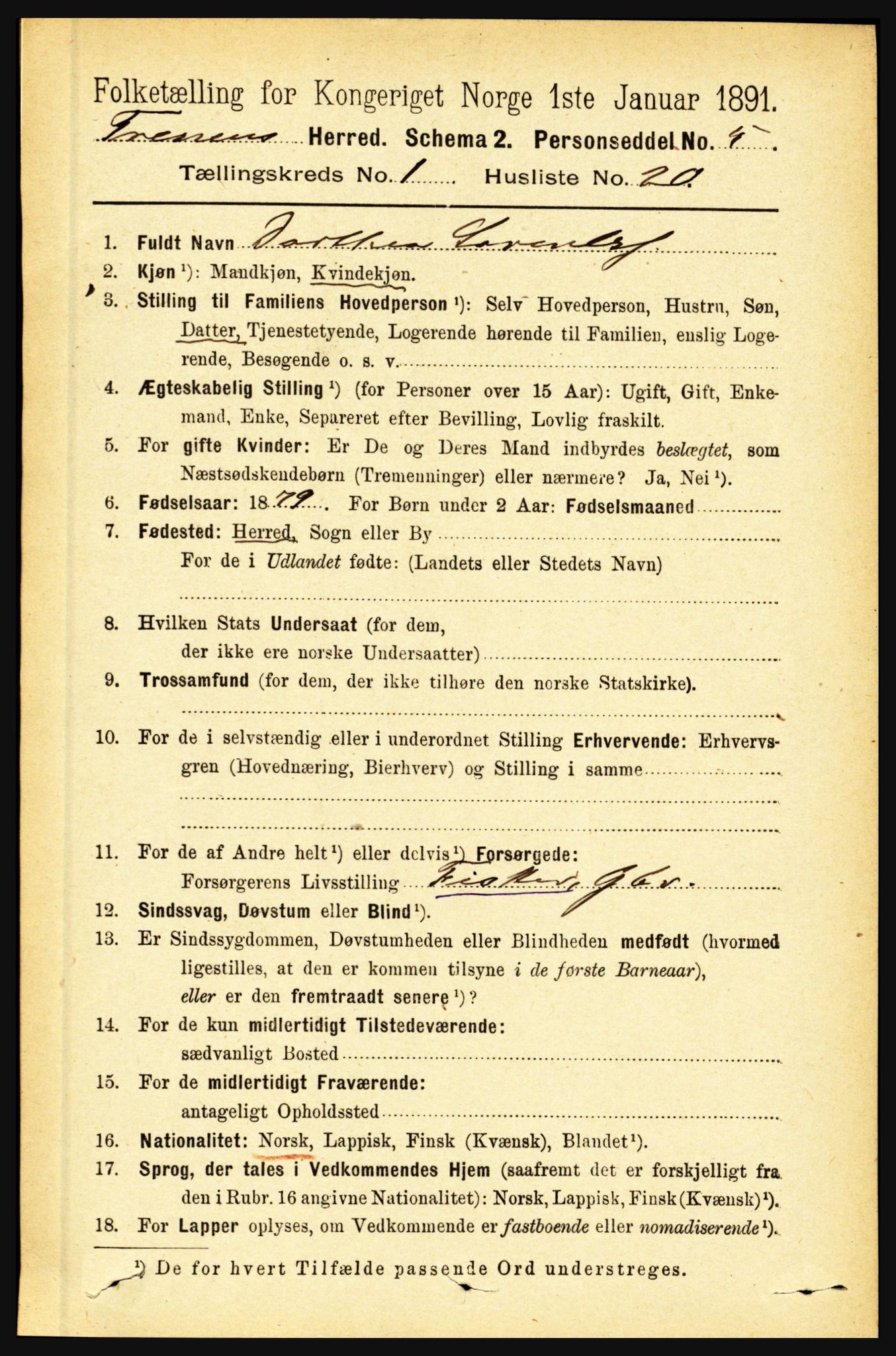 RA, 1891 census for 1835 Træna, 1891, p. 182