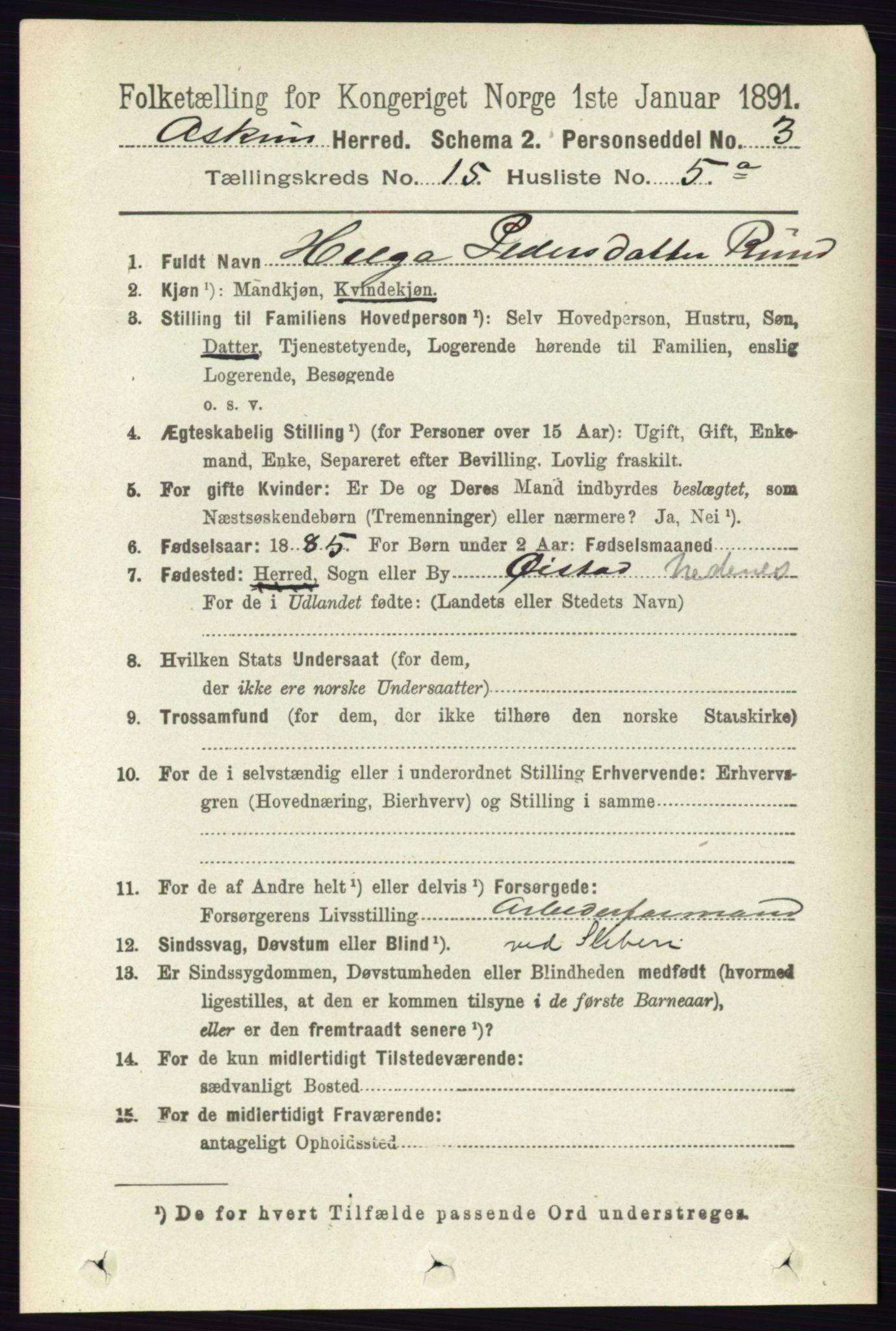 RA, 1891 census for 0124 Askim, 1891, p. 2457