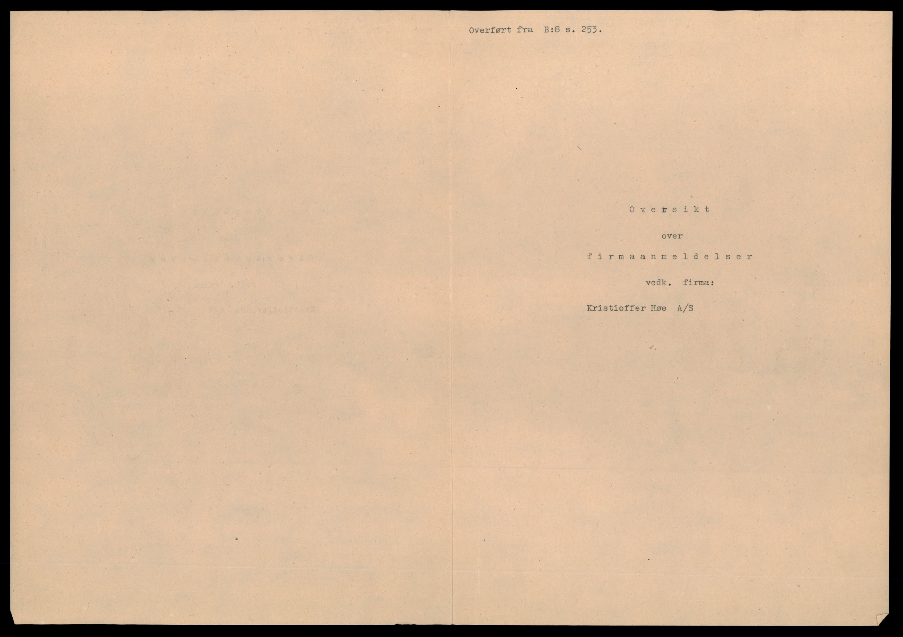 Trondheim byfogd, SAT/A-0003/2/J/Jd/Jdb/L0005: Aksjeselskap, Hø-Ko, 1960-1964, p. 1