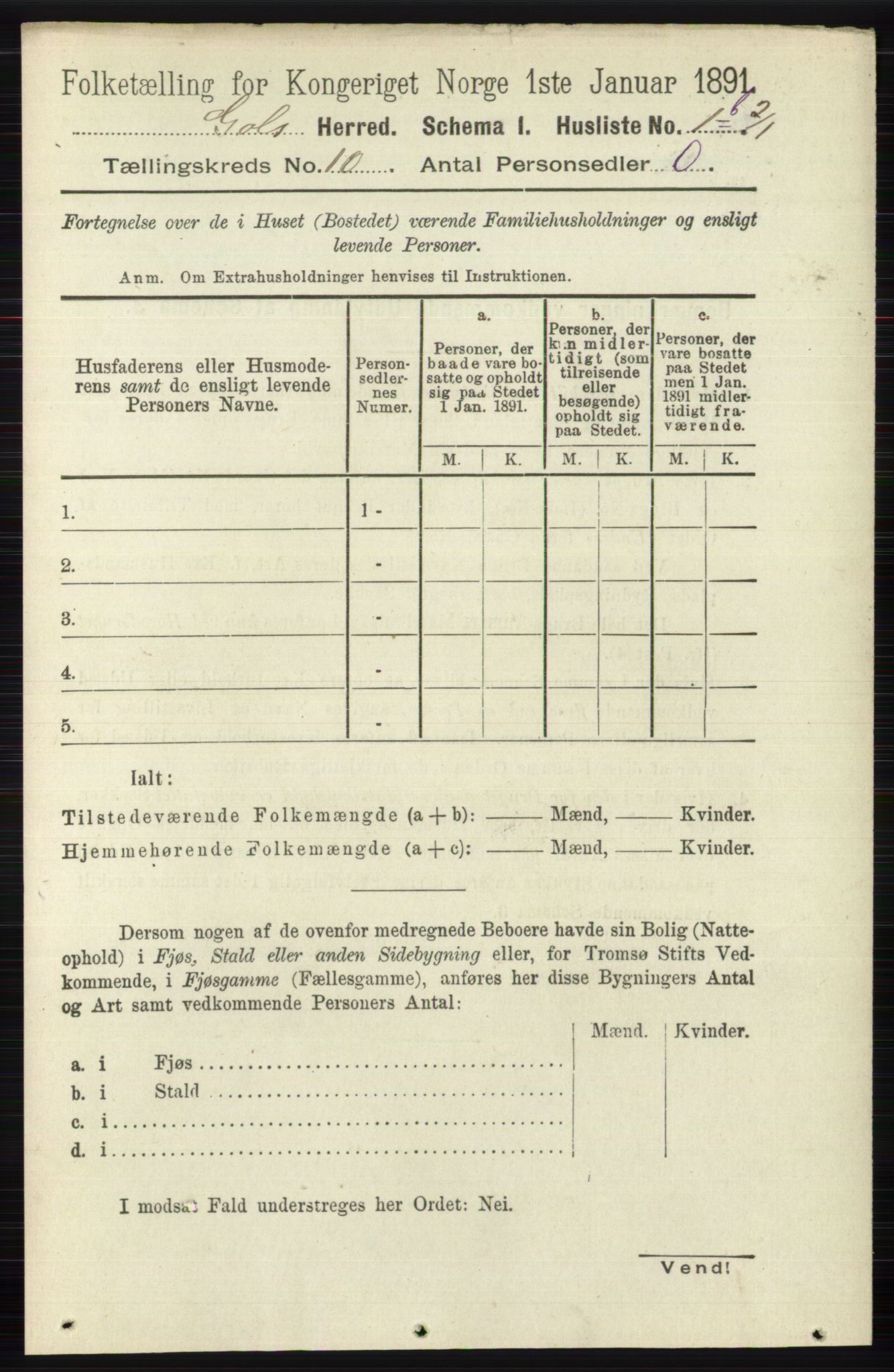 RA, 1891 census for 0617 Gol og Hemsedal, 1891, p. 3981