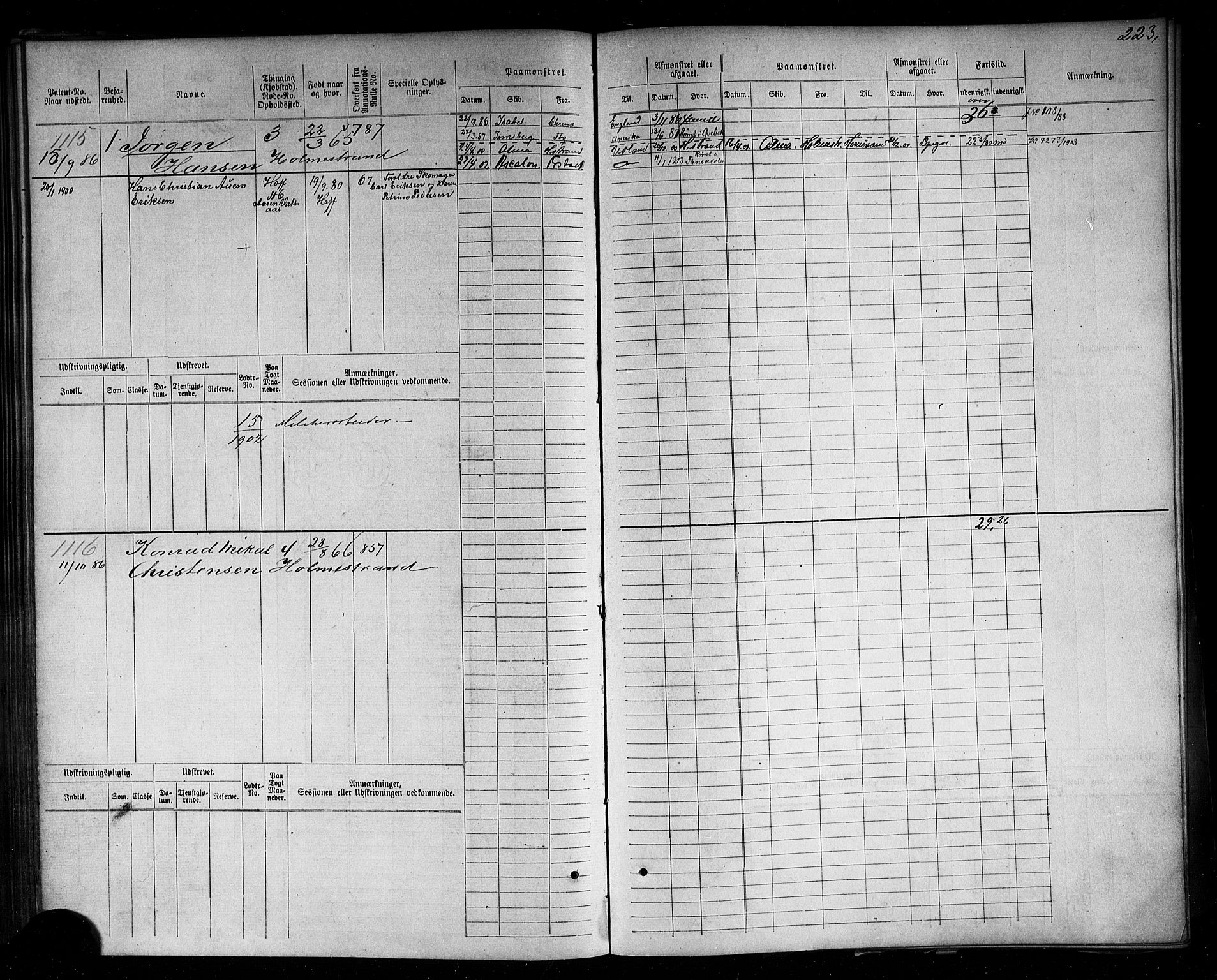 Holmestrand innrulleringskontor, AV/SAKO-A-1151/F/Fc/L0004: Hovedrulle, 1872-1913, p. 262