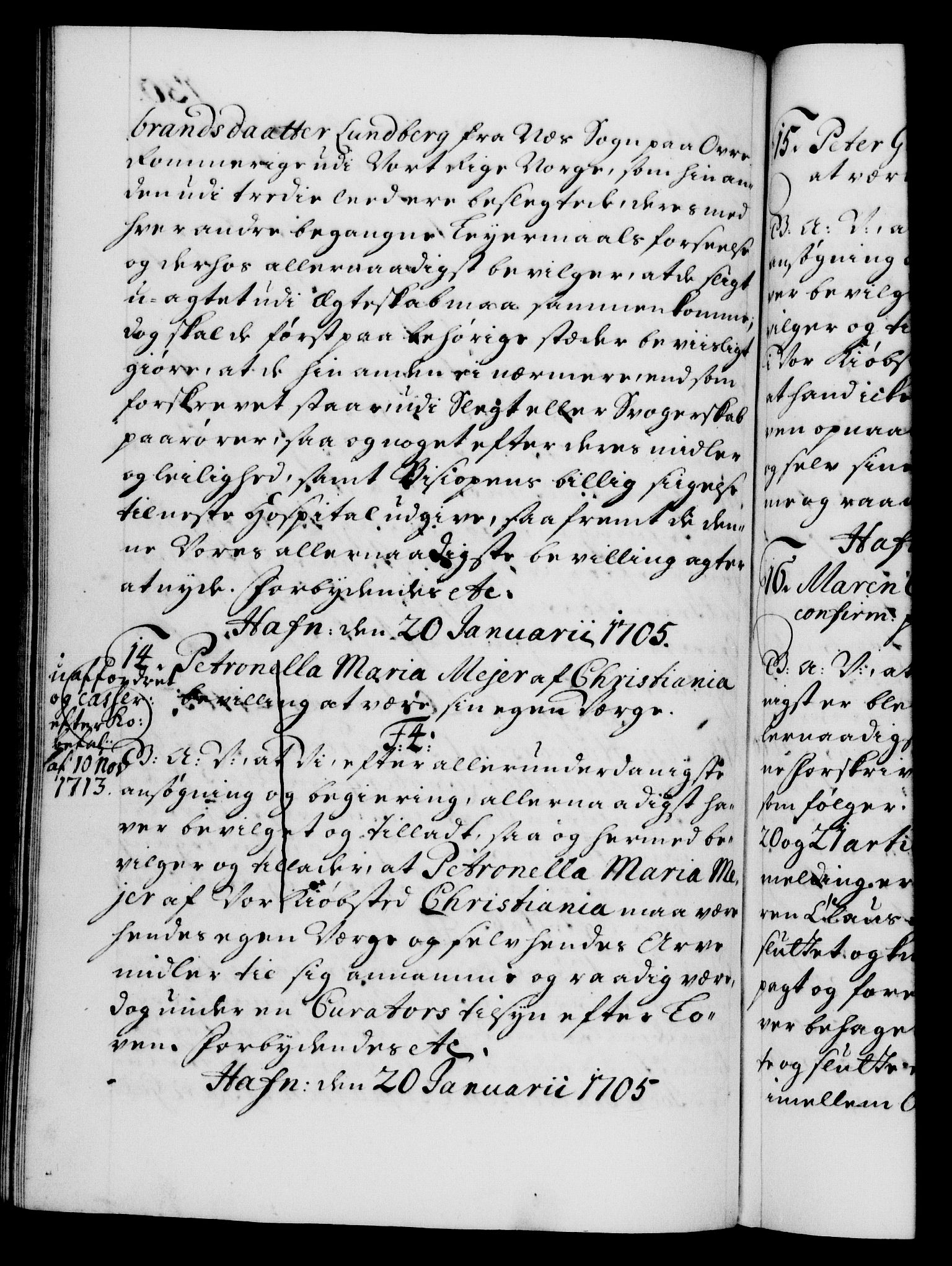 Danske Kanselli 1572-1799, AV/RA-EA-3023/F/Fc/Fca/Fcaa/L0019: Norske registre, 1704-1707, p. 130b