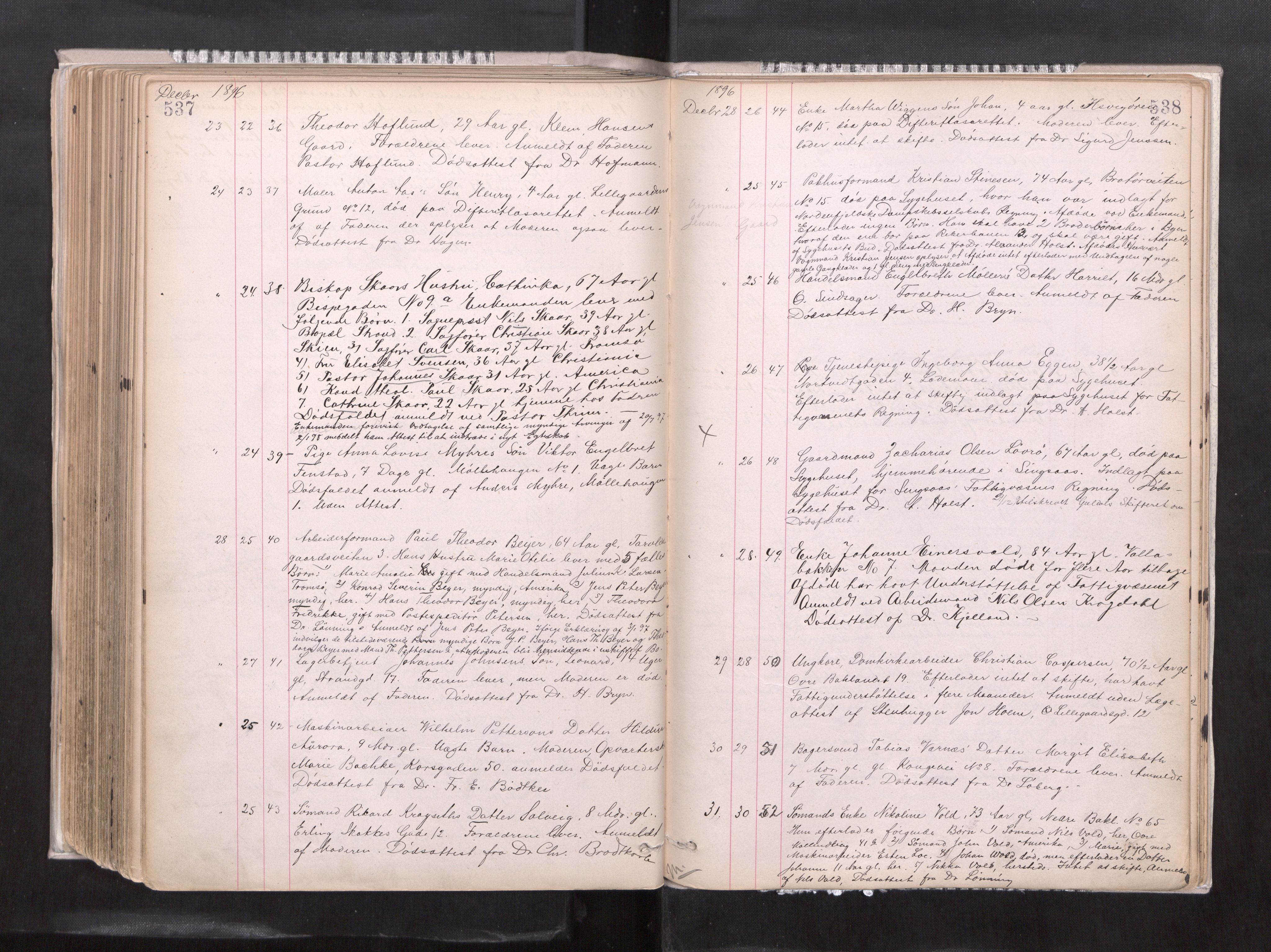 Trondheim byfogd, AV/SAT-A-0003/1/3/3L/L0004: Dødsanmeldelsesprotokoll, 1891-1897, p. 537-538