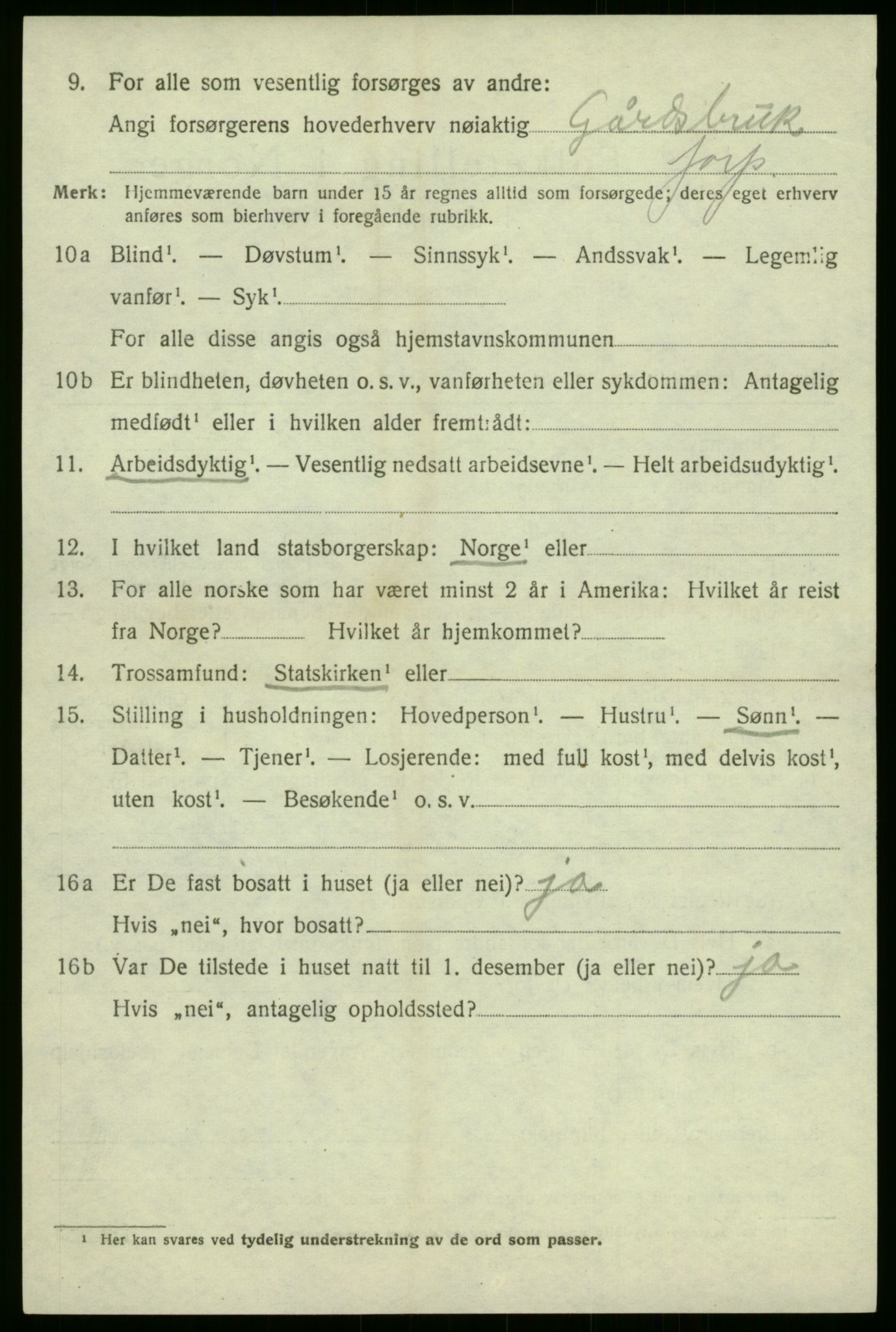 SAB, 1920 census for Brekke, 1920, p. 1061