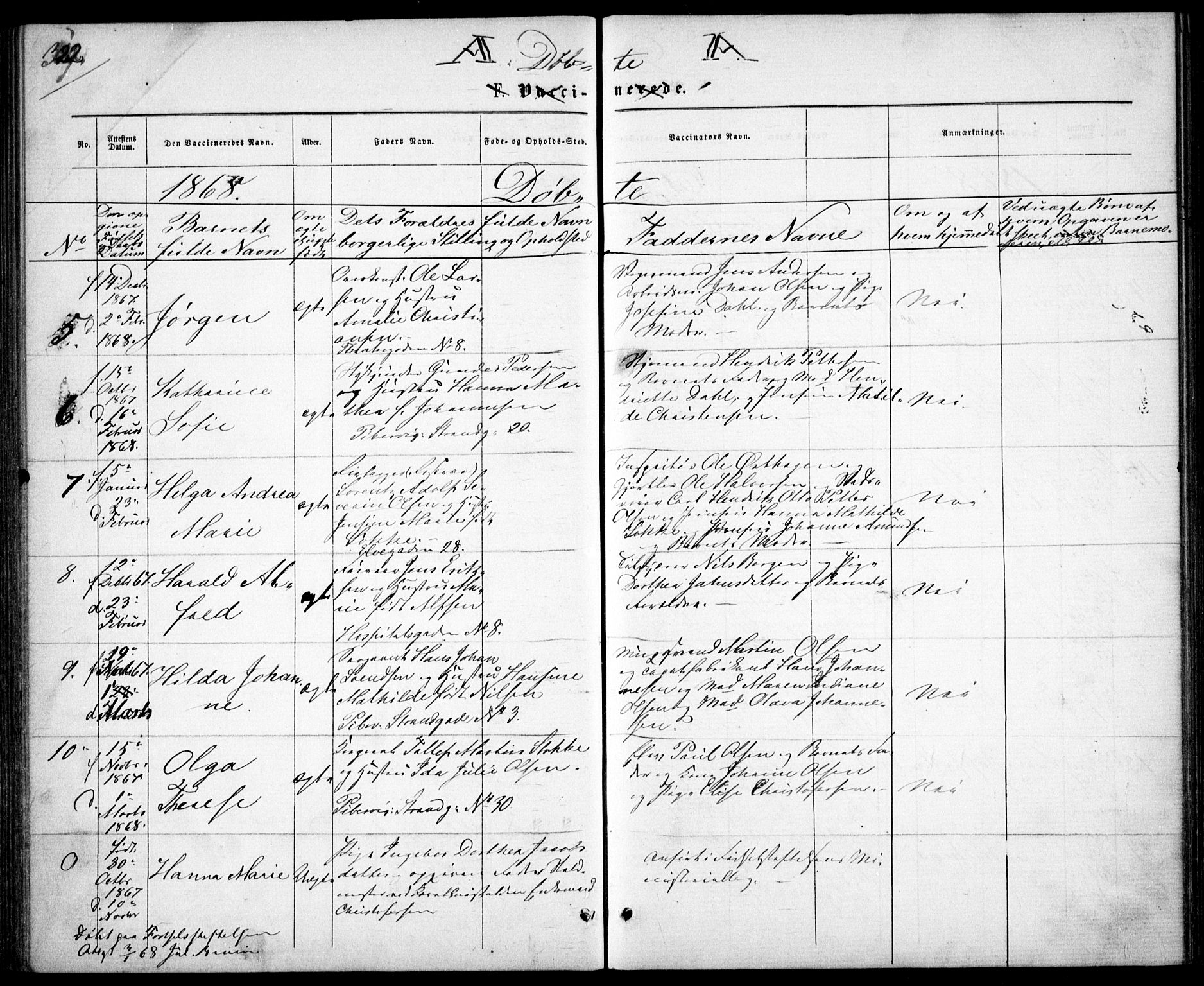 Garnisonsmenigheten Kirkebøker, SAO/A-10846/G/Ga/L0006: Parish register (copy) no. 6, 1860-1880, p. 322